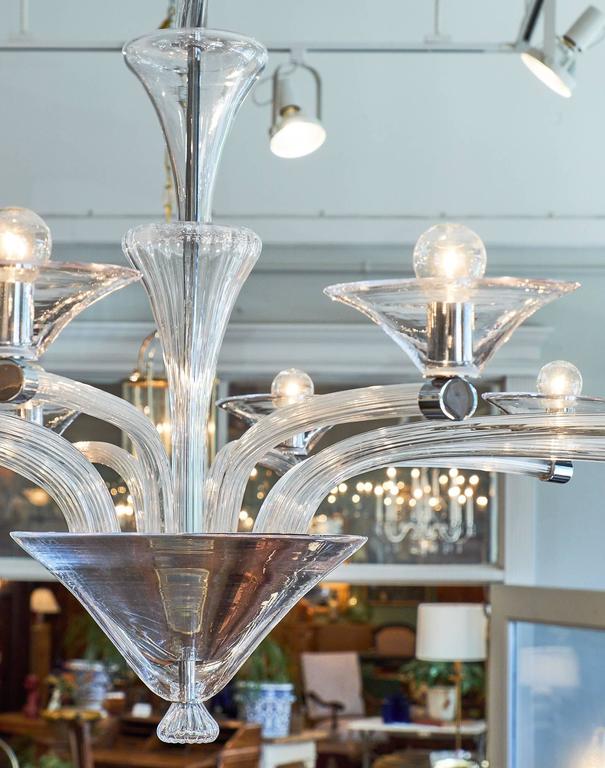 Modern Clear Murano Glass Chandelier For Sale