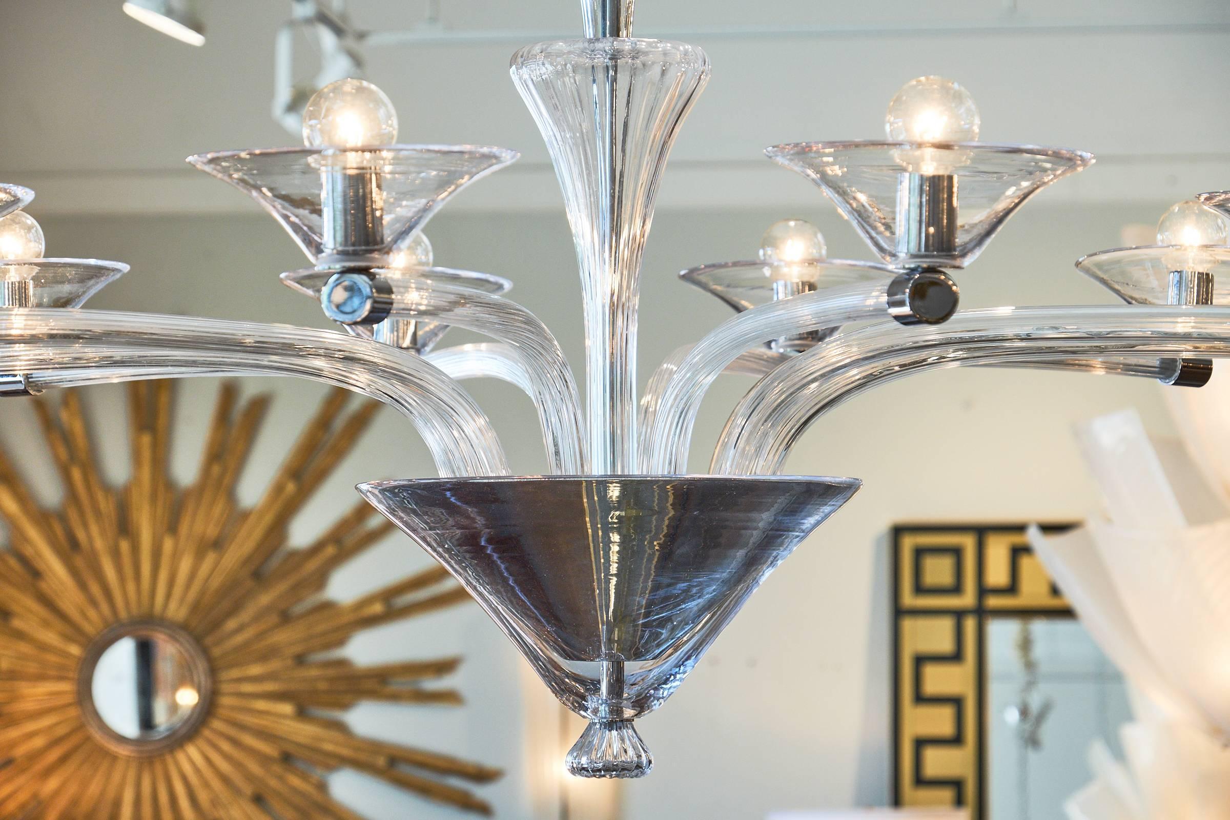 Contemporary Clear Murano Glass Chandelier