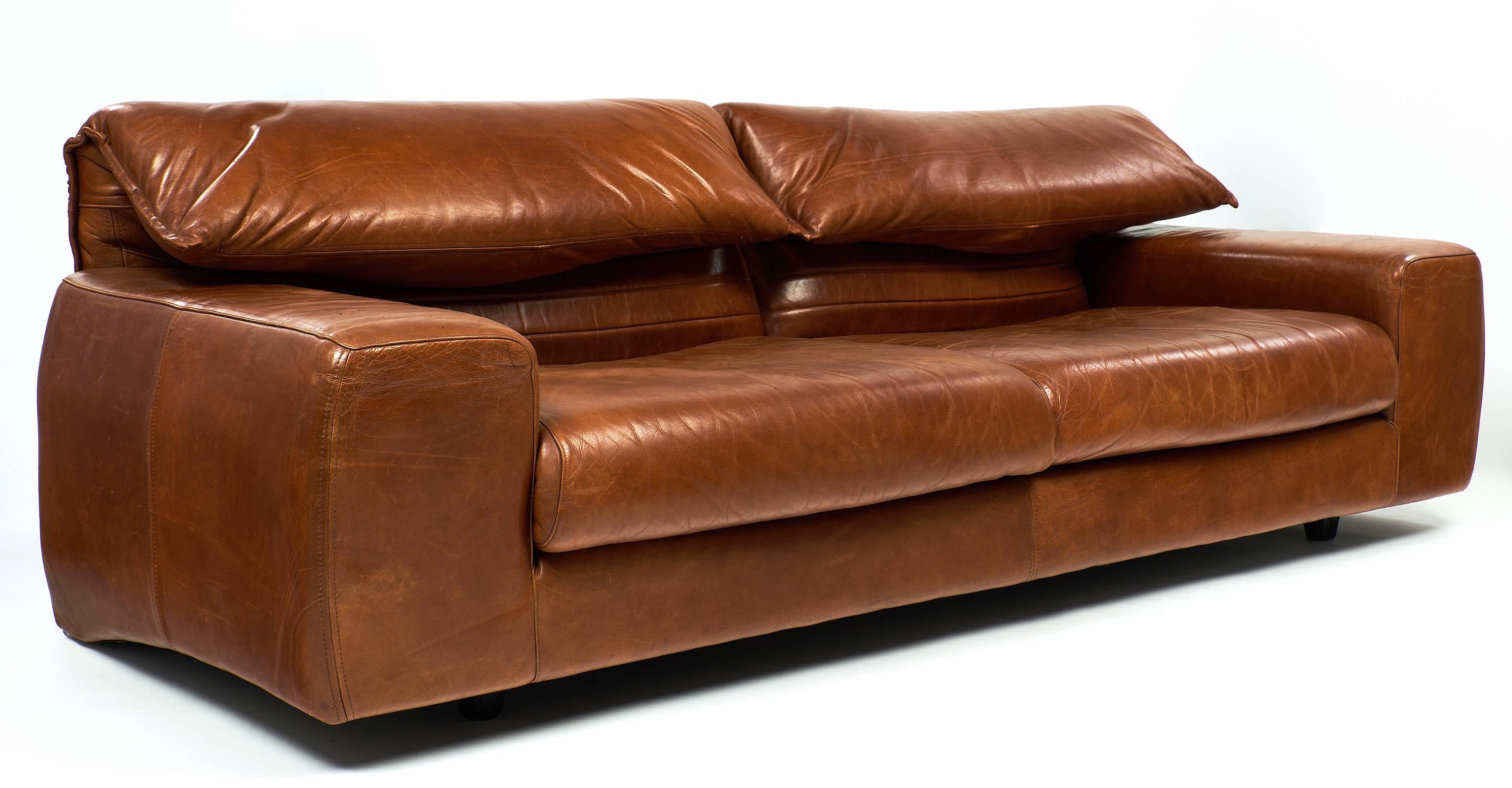 vintage italian leather sofa