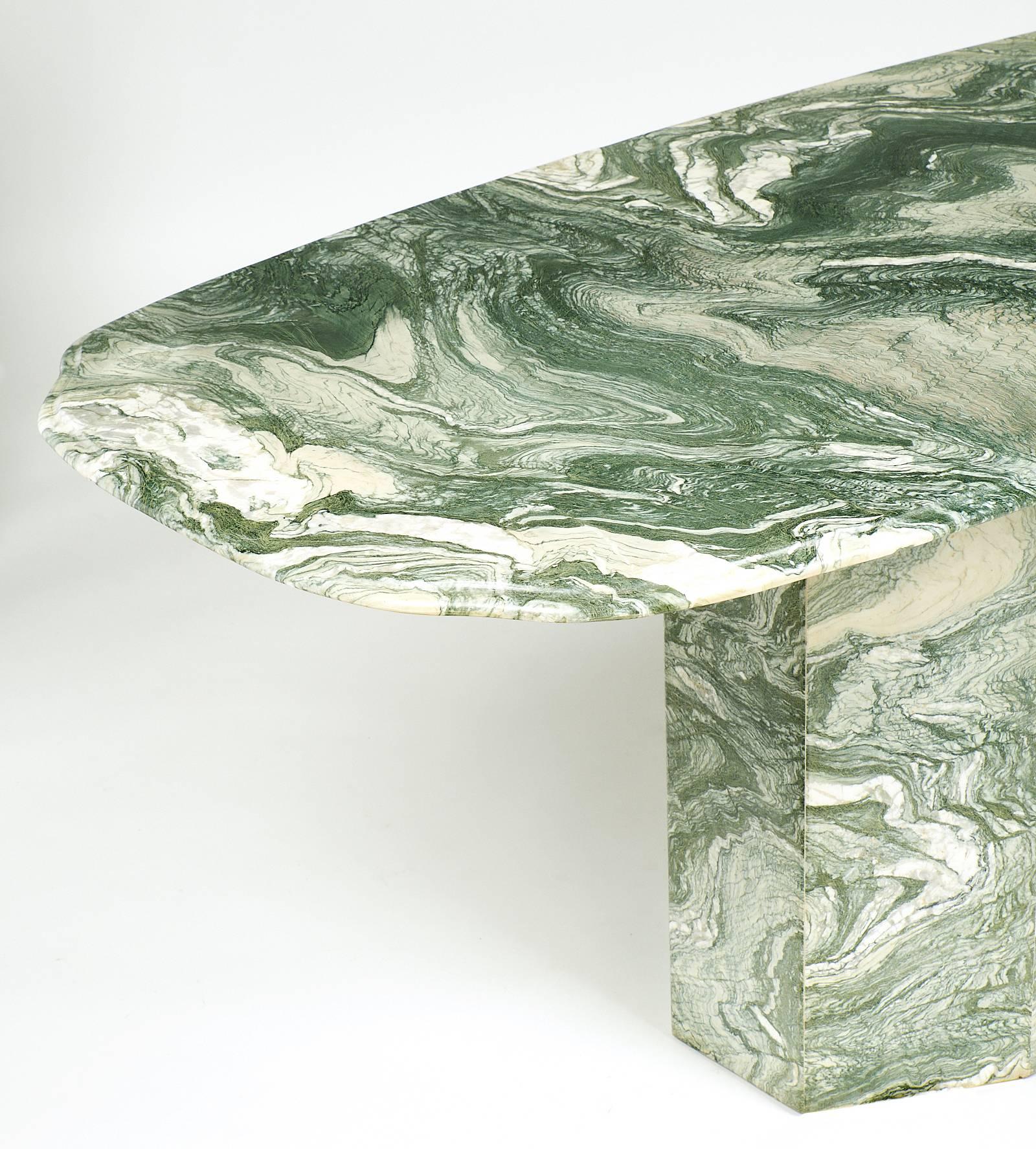 Mid-Century Modern Verde Luana Italian Marble Dining Table