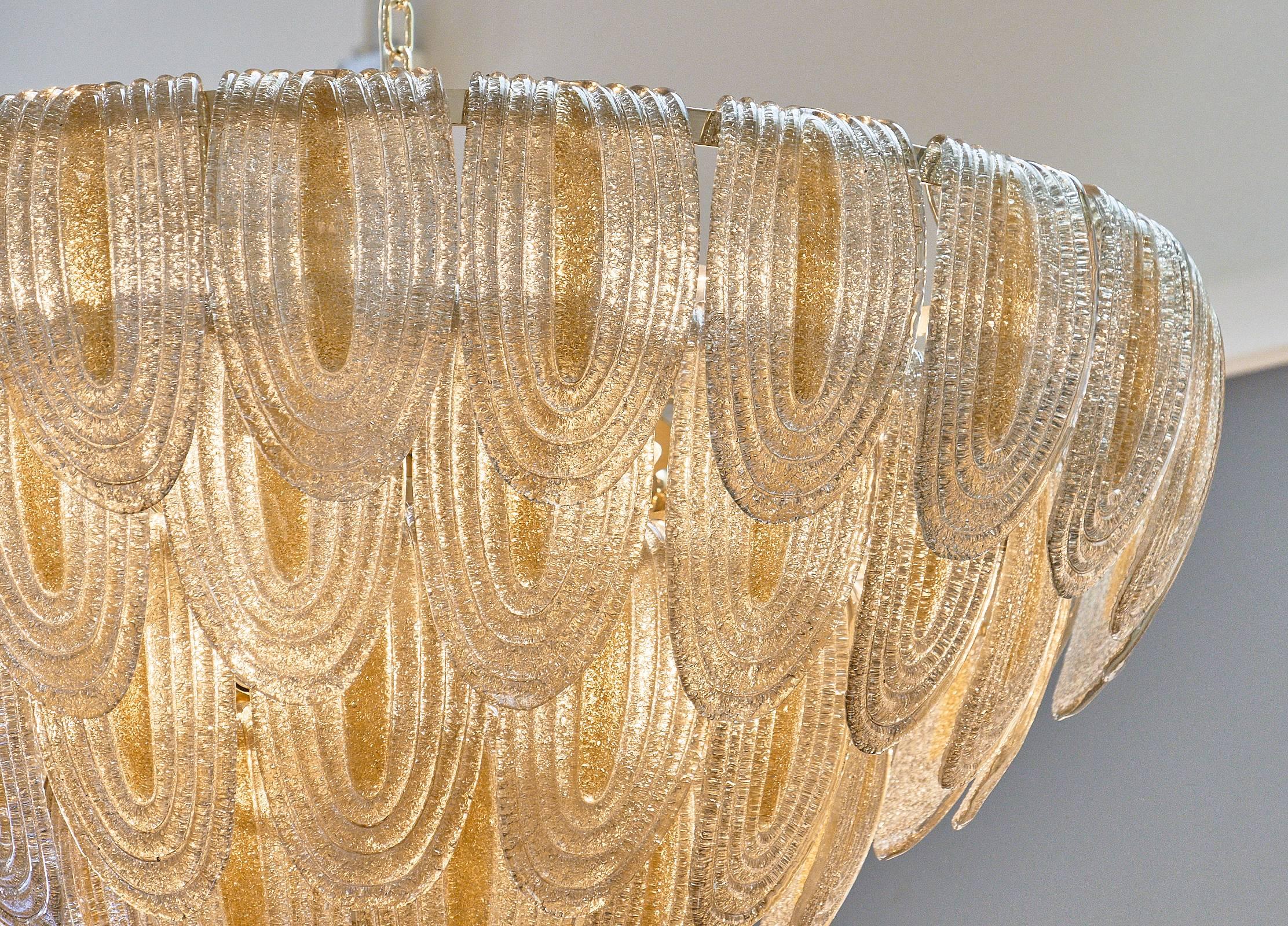 Murano Glass Art Deco Style Chandelier In Excellent Condition In Austin, TX