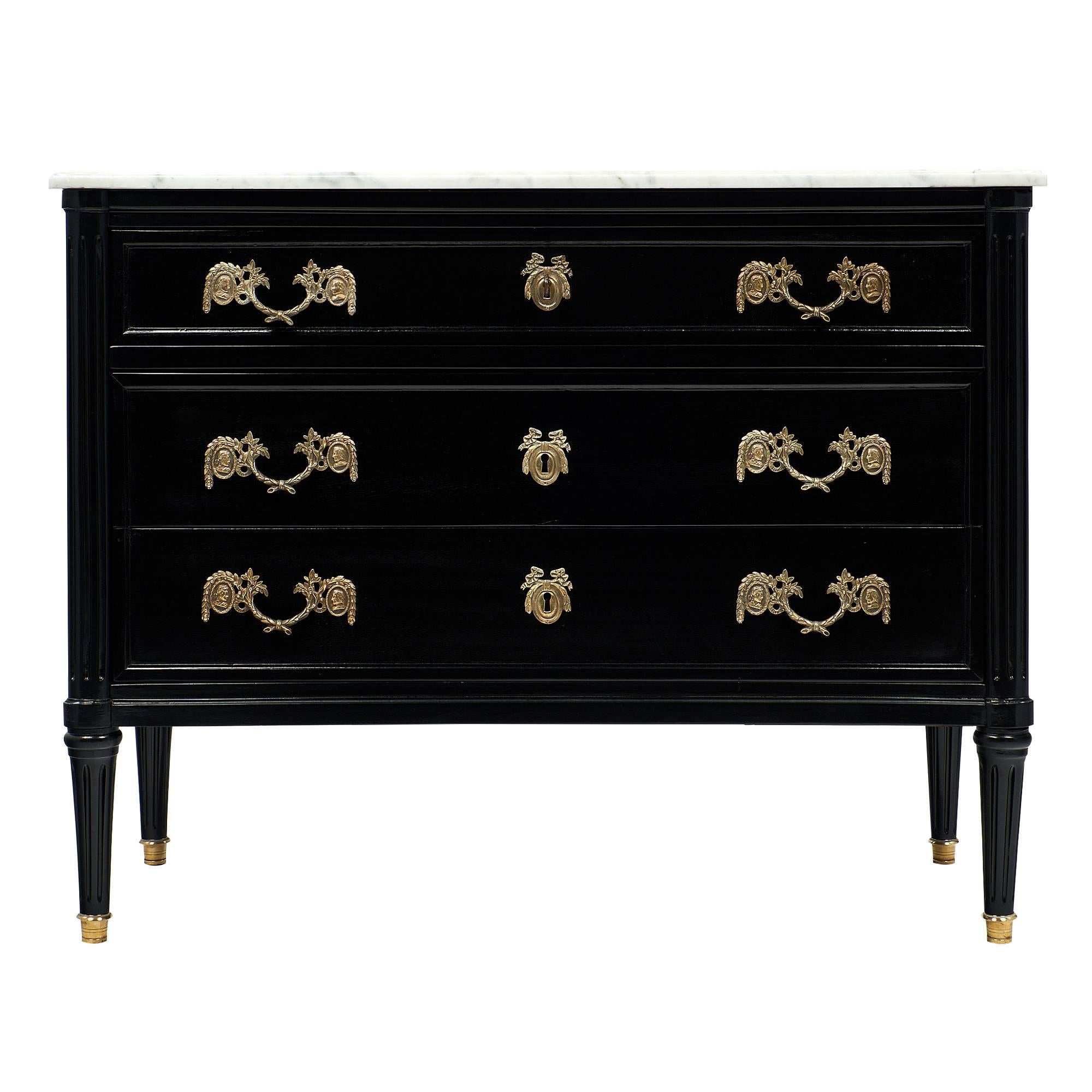 French Antique Louis XVI Style Chest with Marble Top
