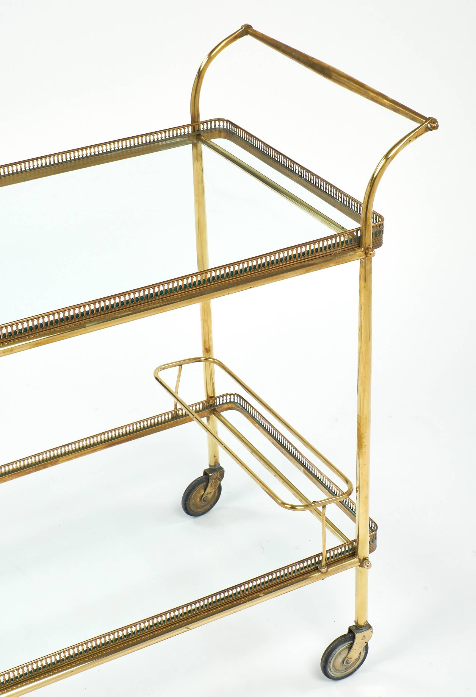 Art Deco French Vintage Bar Cart In Excellent Condition In Austin, TX