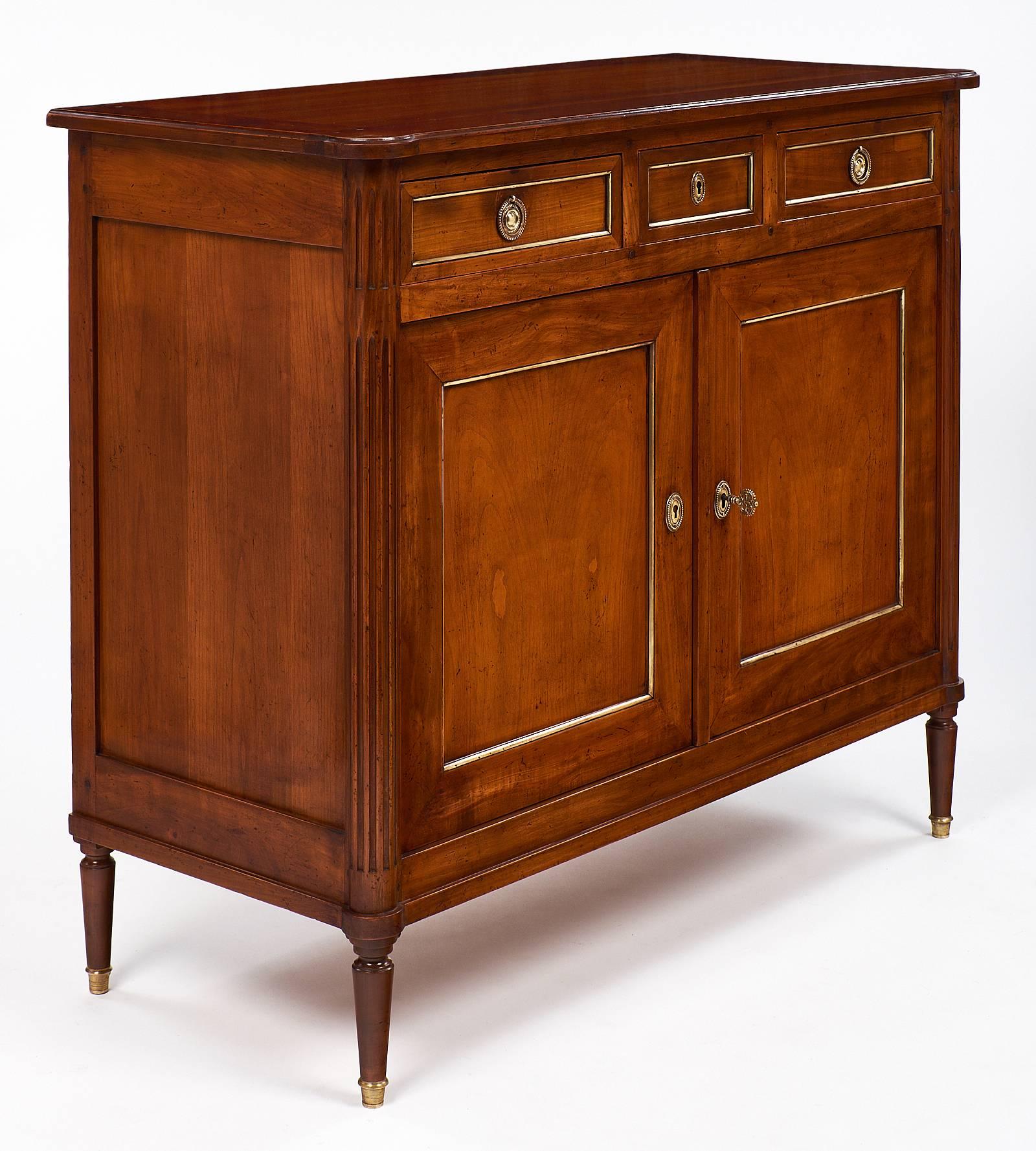 Louis XVI Style Antique French Cherry Buffet In Excellent Condition In Austin, TX