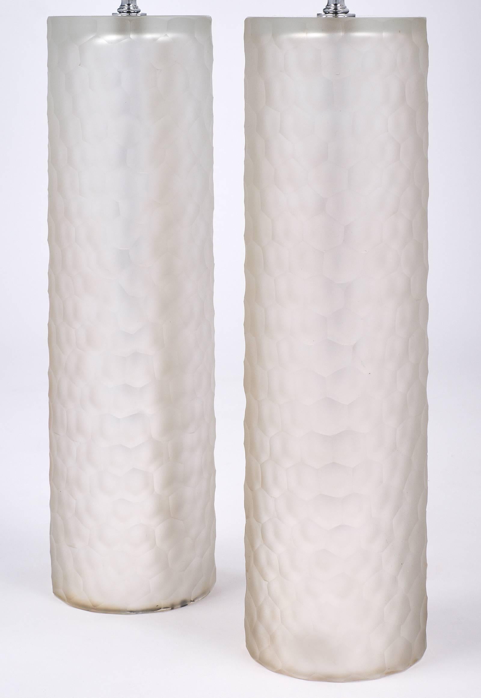 Pair of Mirrored Murano Glass “Battute” Lamps In Excellent Condition For Sale In Austin, TX