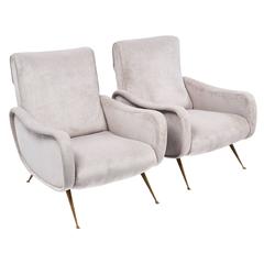 Mid-Century Modern “Lady” Armchairs in the Style of Marco Zanuso