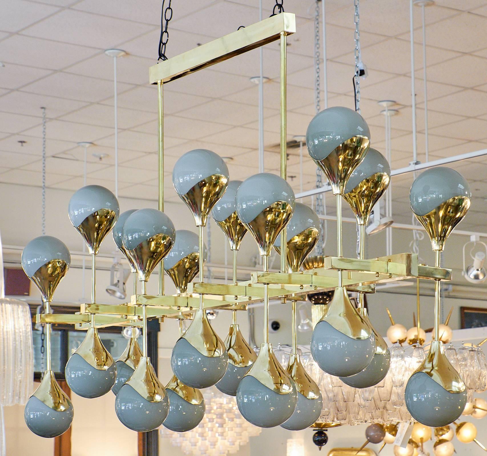 “Grigio Perla” Murano Glass Sphere Chandelier 1