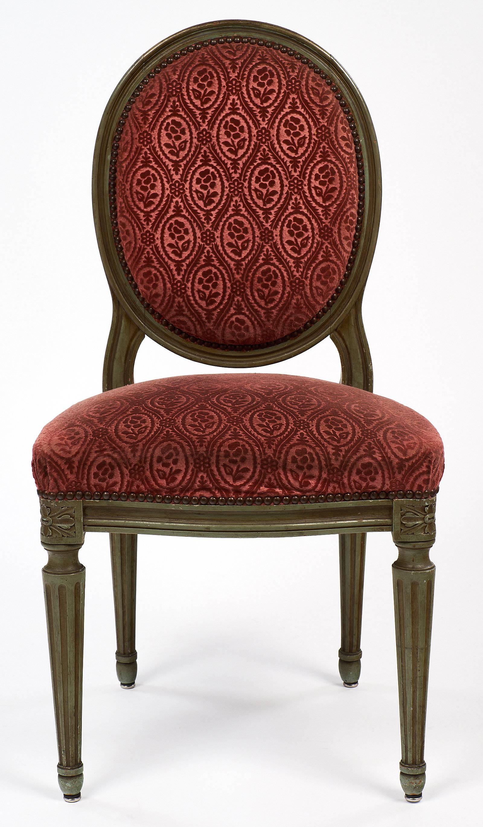 Louis XVI Style Antique French Medallion Back Chairs In Excellent Condition In Austin, TX