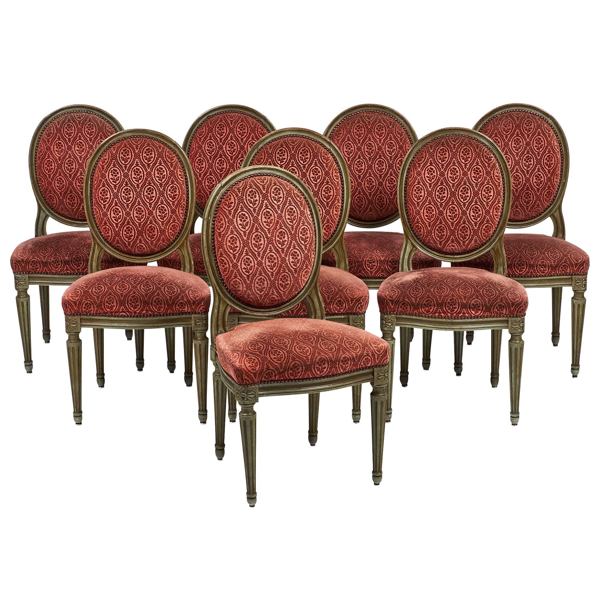 Louis XVI Style Antique French Medallion Back Chairs