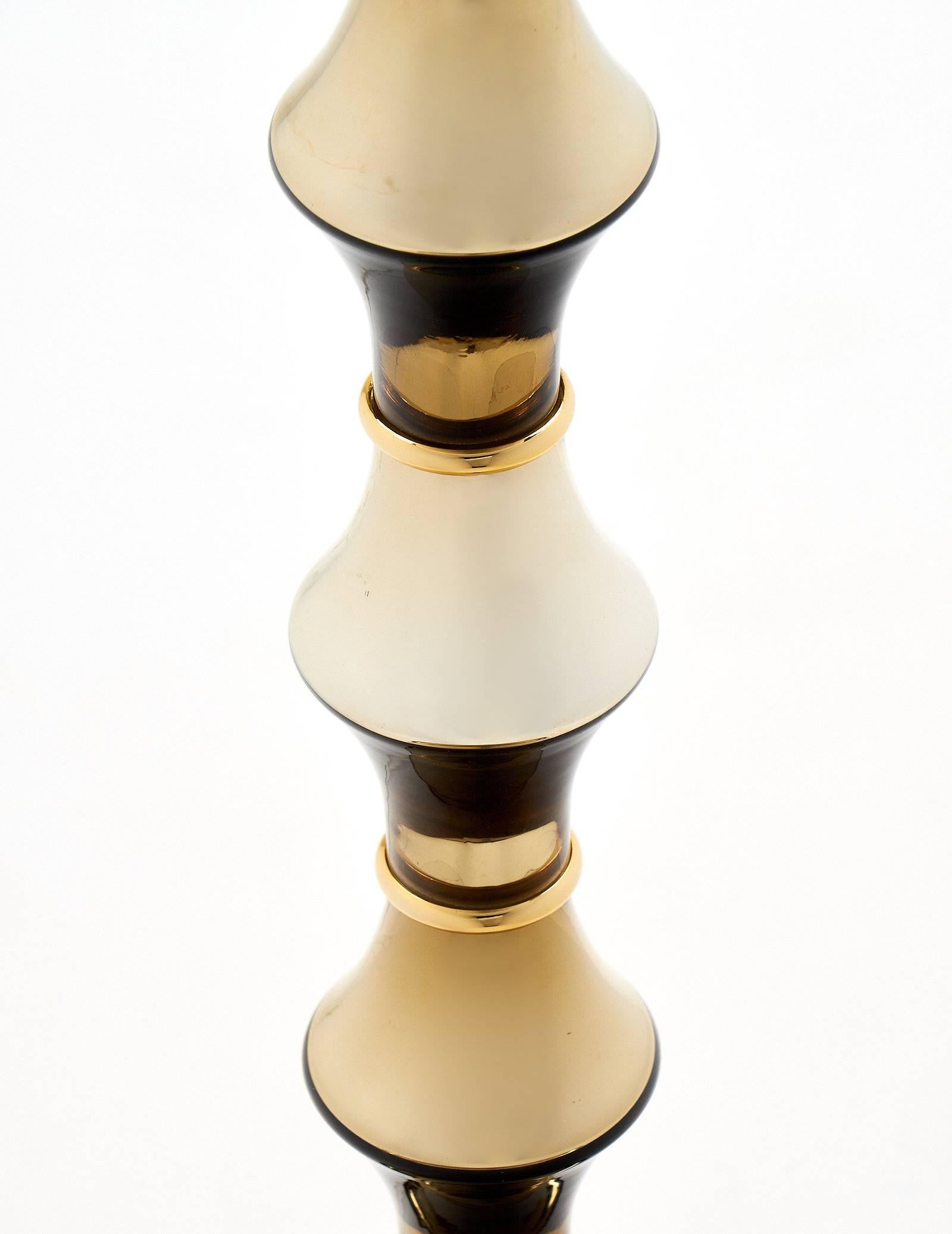XXIe siècle et contemporain Paire de lampes en verre de Murano en miroir et or en vente