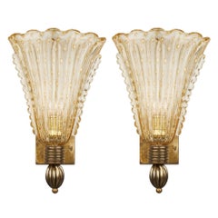 Pair of Murano Glass Vintage Sconces by Seguso