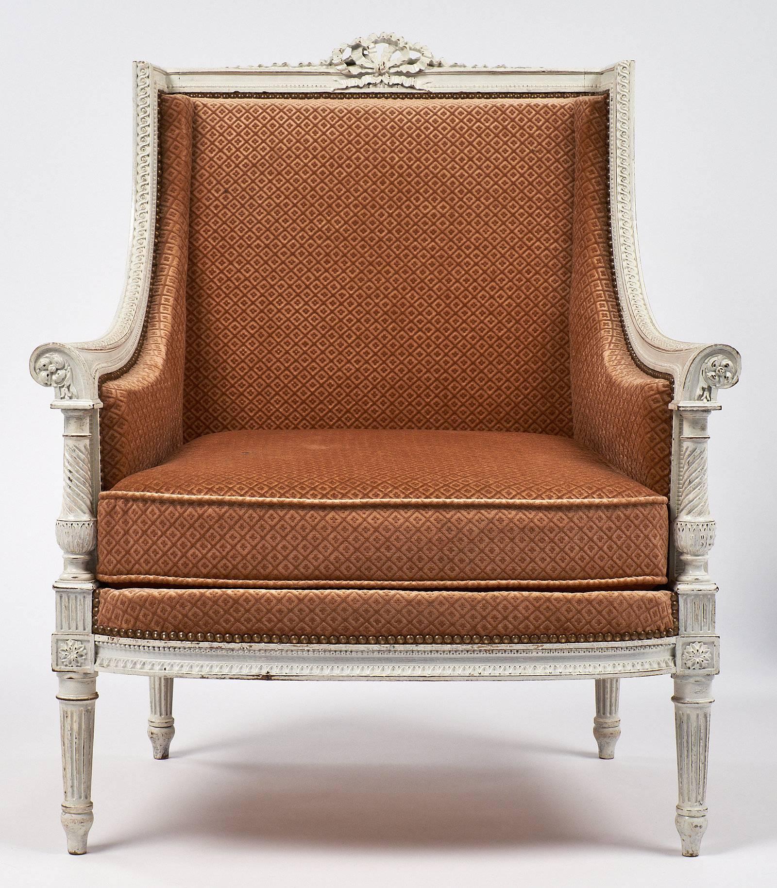 Louis XVI Style French Antique Bergère In Excellent Condition In Austin, TX