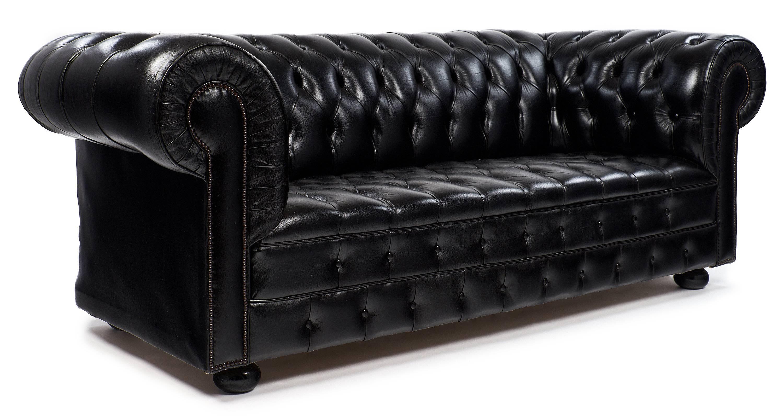 black leather chesterfield couch