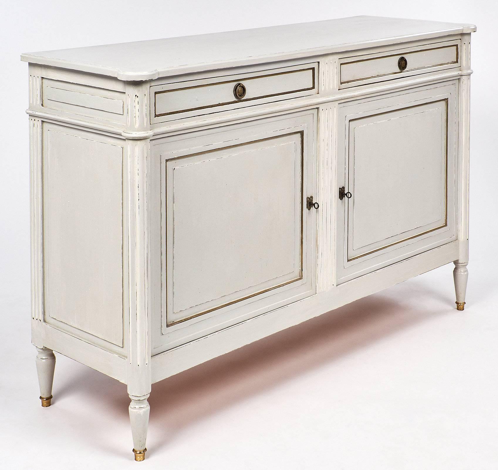 Louis XVI Style Antique Painted French Buffet In Excellent Condition In Austin, TX