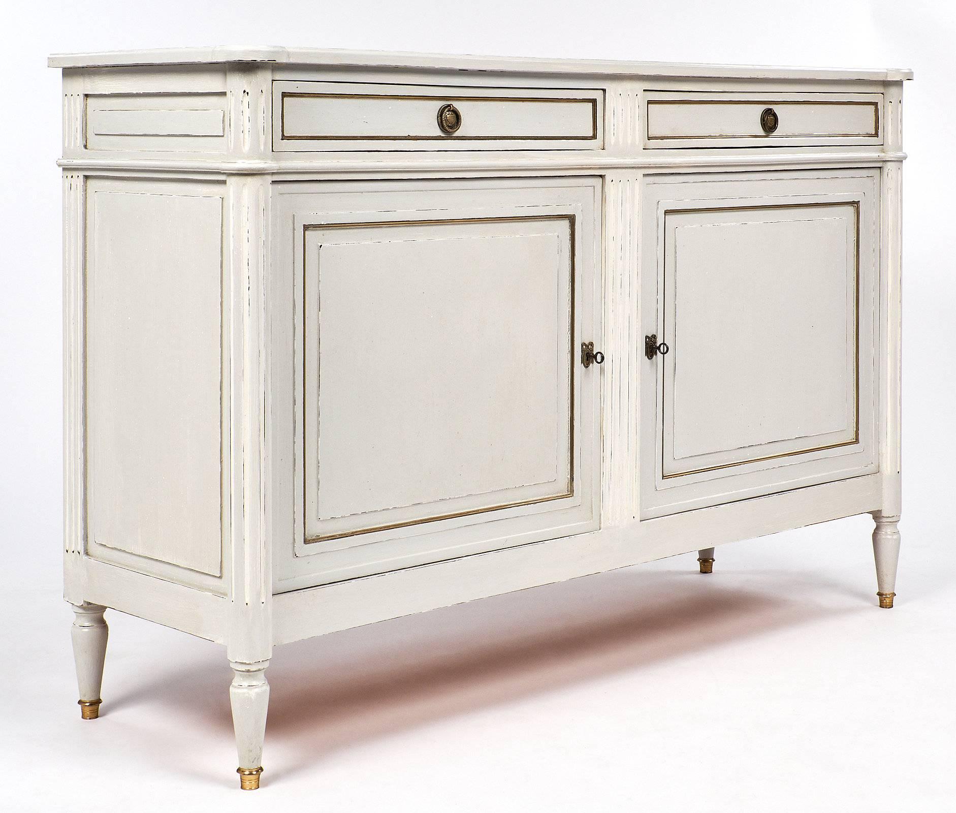 Early 20th Century Louis XVI Style Antique Painted French Buffet