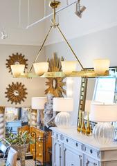 Lampadario in vetro di Murano con accenti in ottone, design moderno, Italia