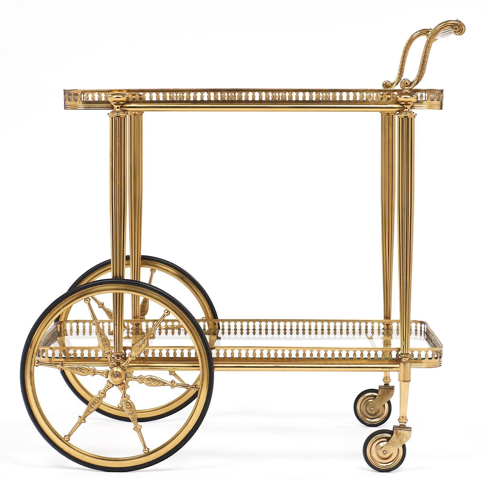 Art Deco Period French Brass Bar Cart 1