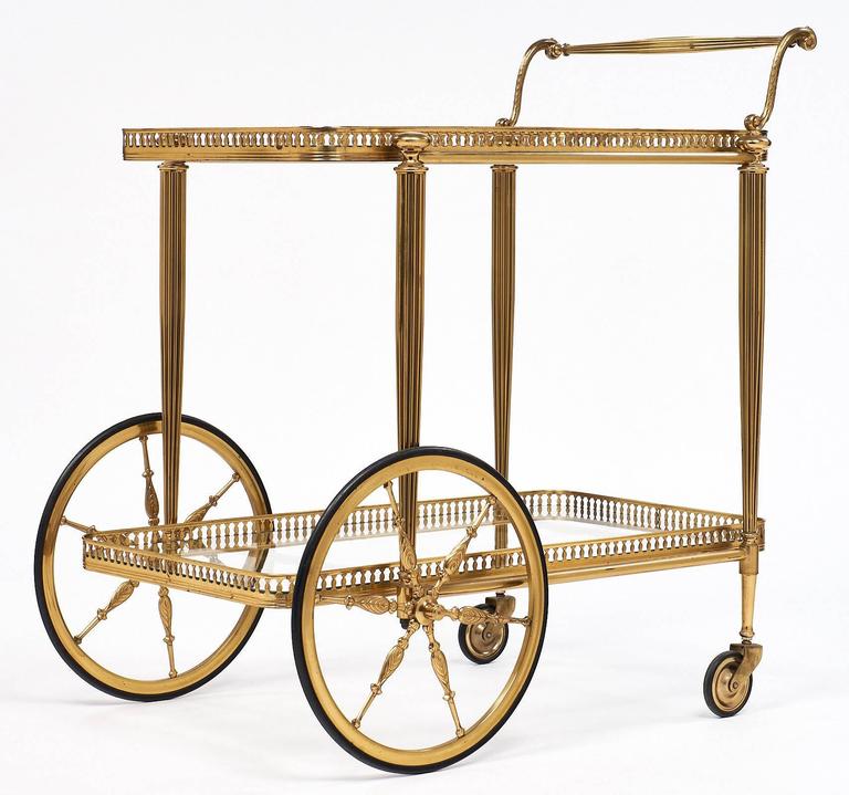 Art Deco Period French Brass Bar Cart at 1stDibs