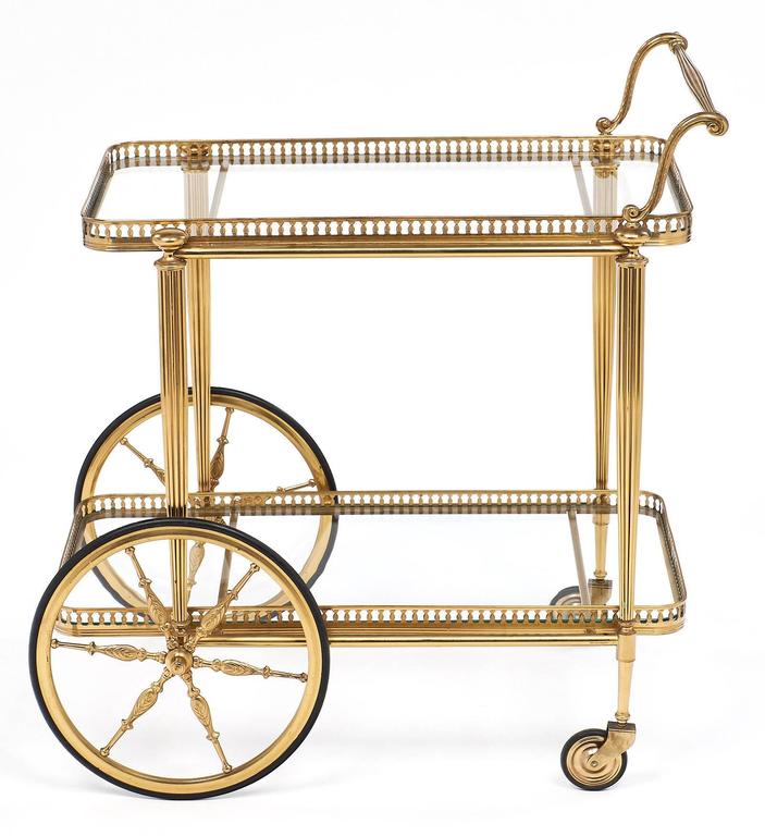Art Deco Period French Brass Bar Cart at 1stDibs