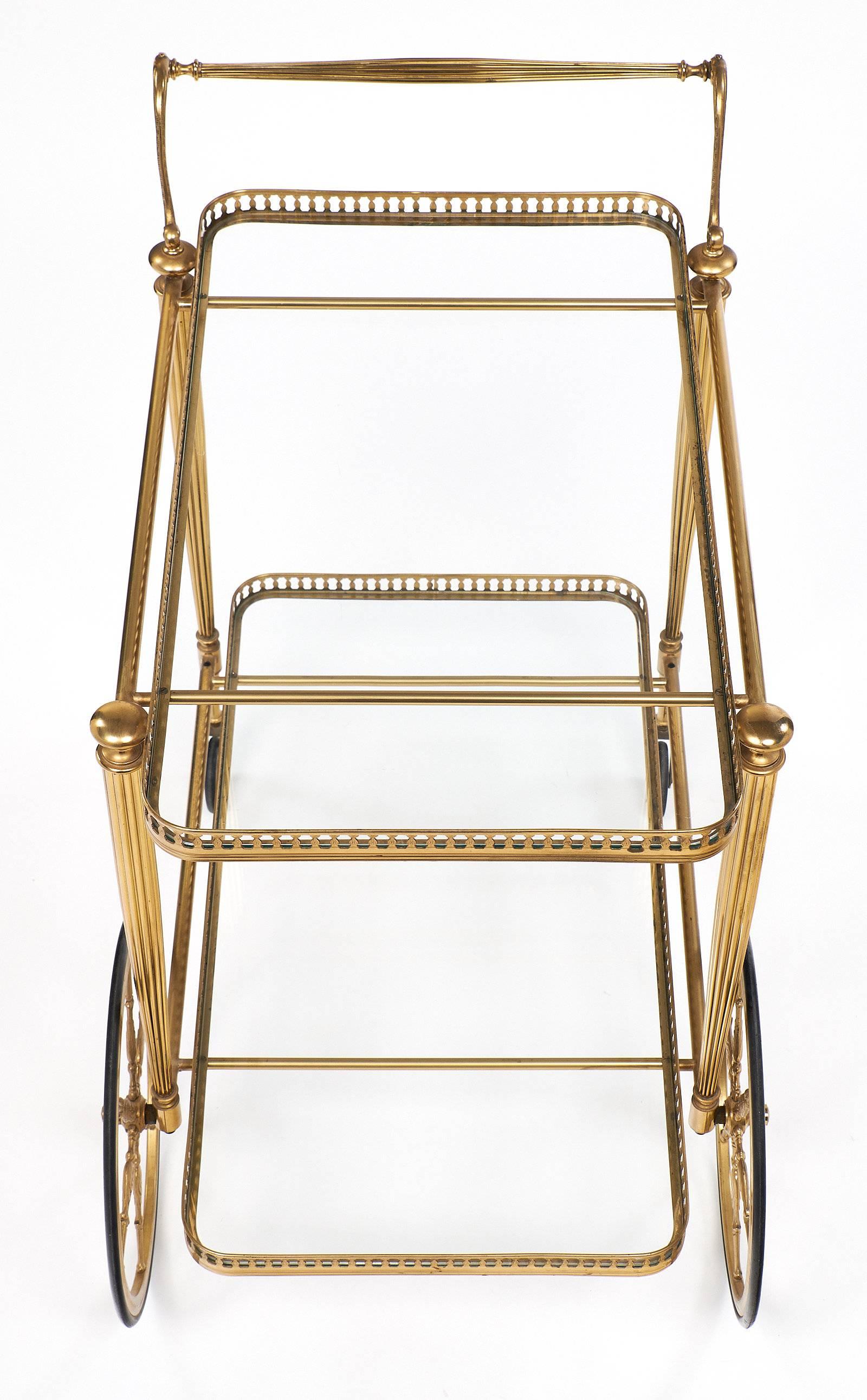 Art Deco Period French Brass Bar Cart 2