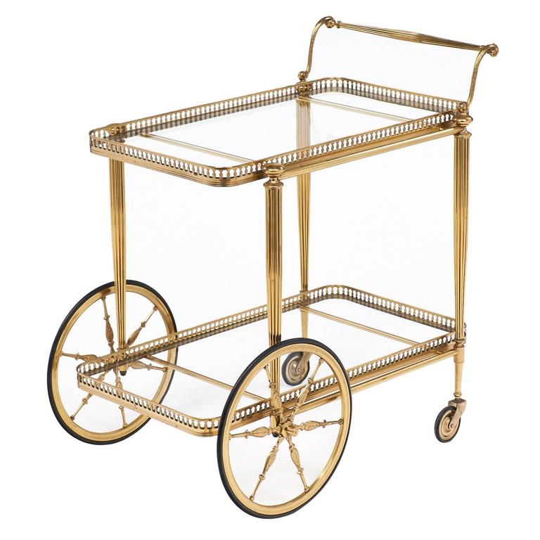Art Deco Period French Brass Bar Cart at 1stDibs