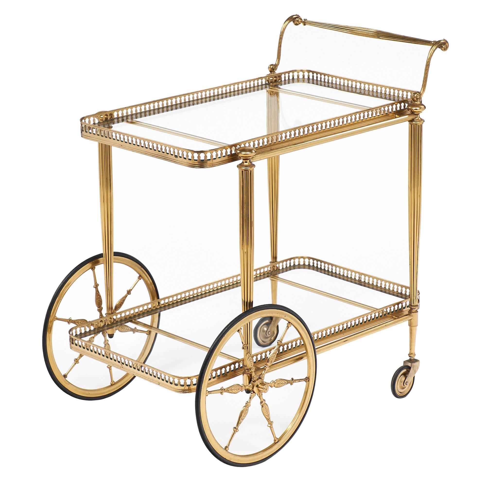 Art Deco Period French Brass Bar Cart