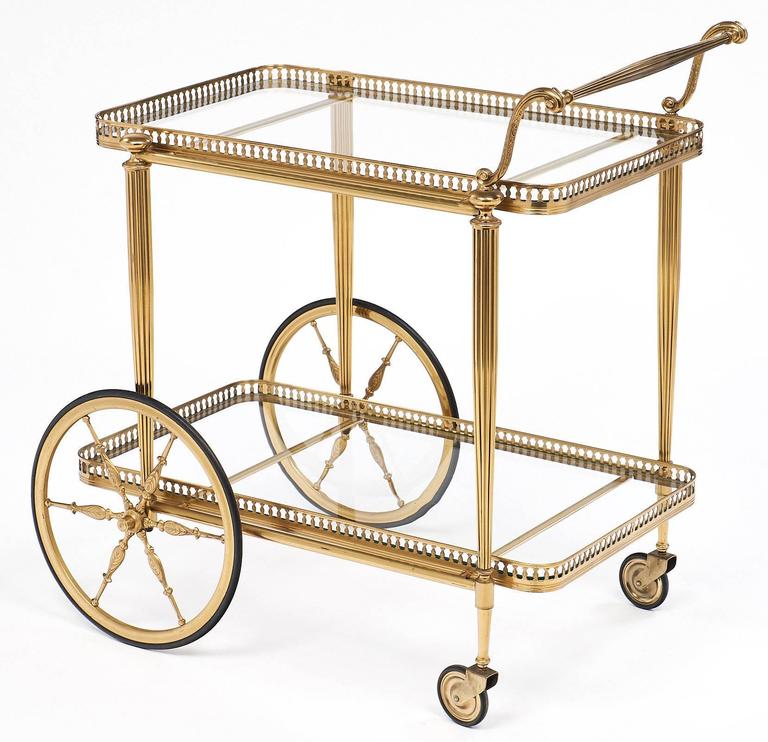 Art Deco Period French Brass Bar Cart at 1stDibs