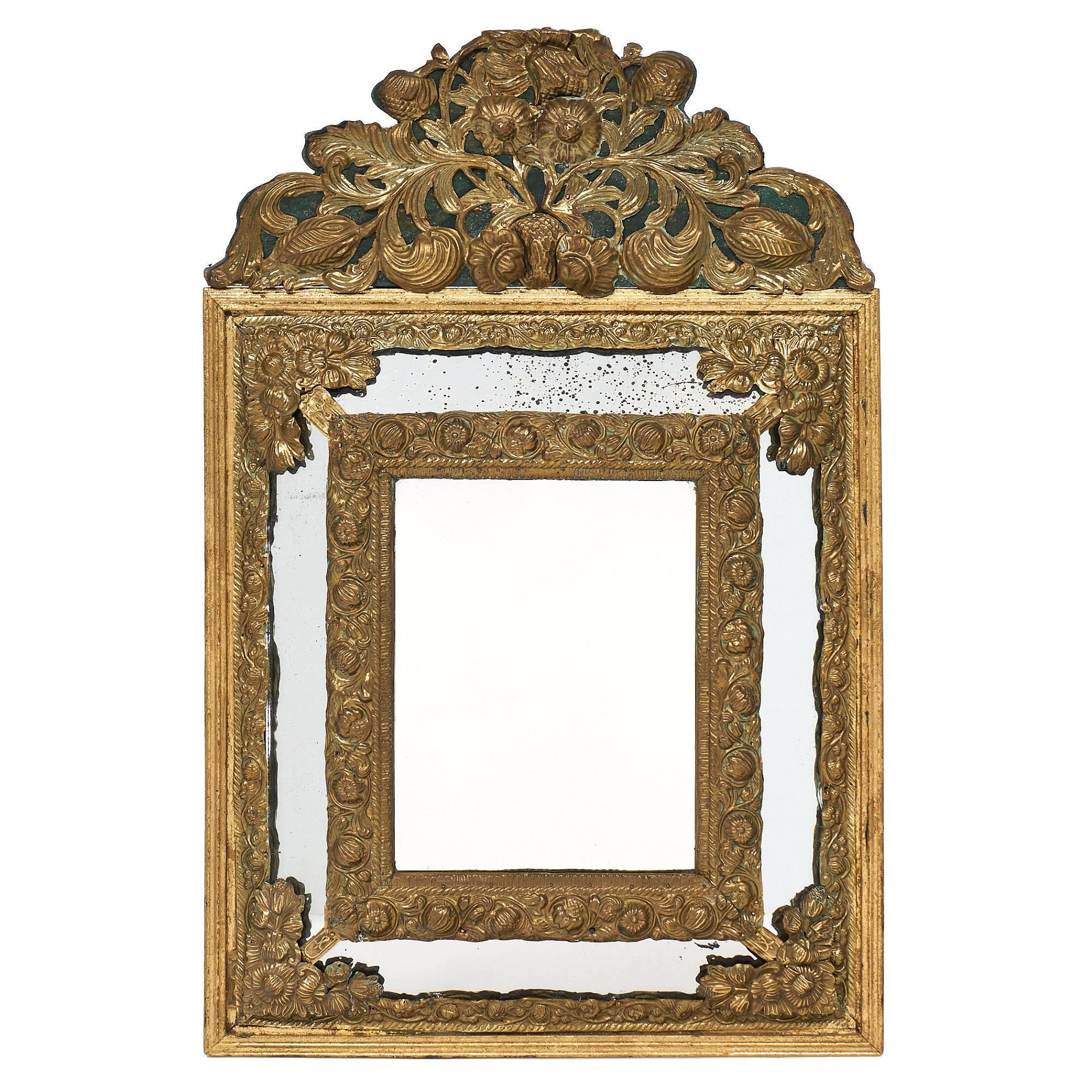 Brass Embossed Napoleon III Period Mirror