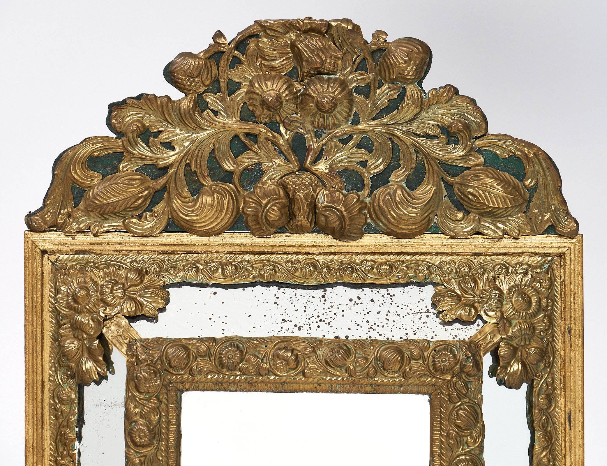 Late 19th Century Brass Embossed Napoleon III Period Mirror