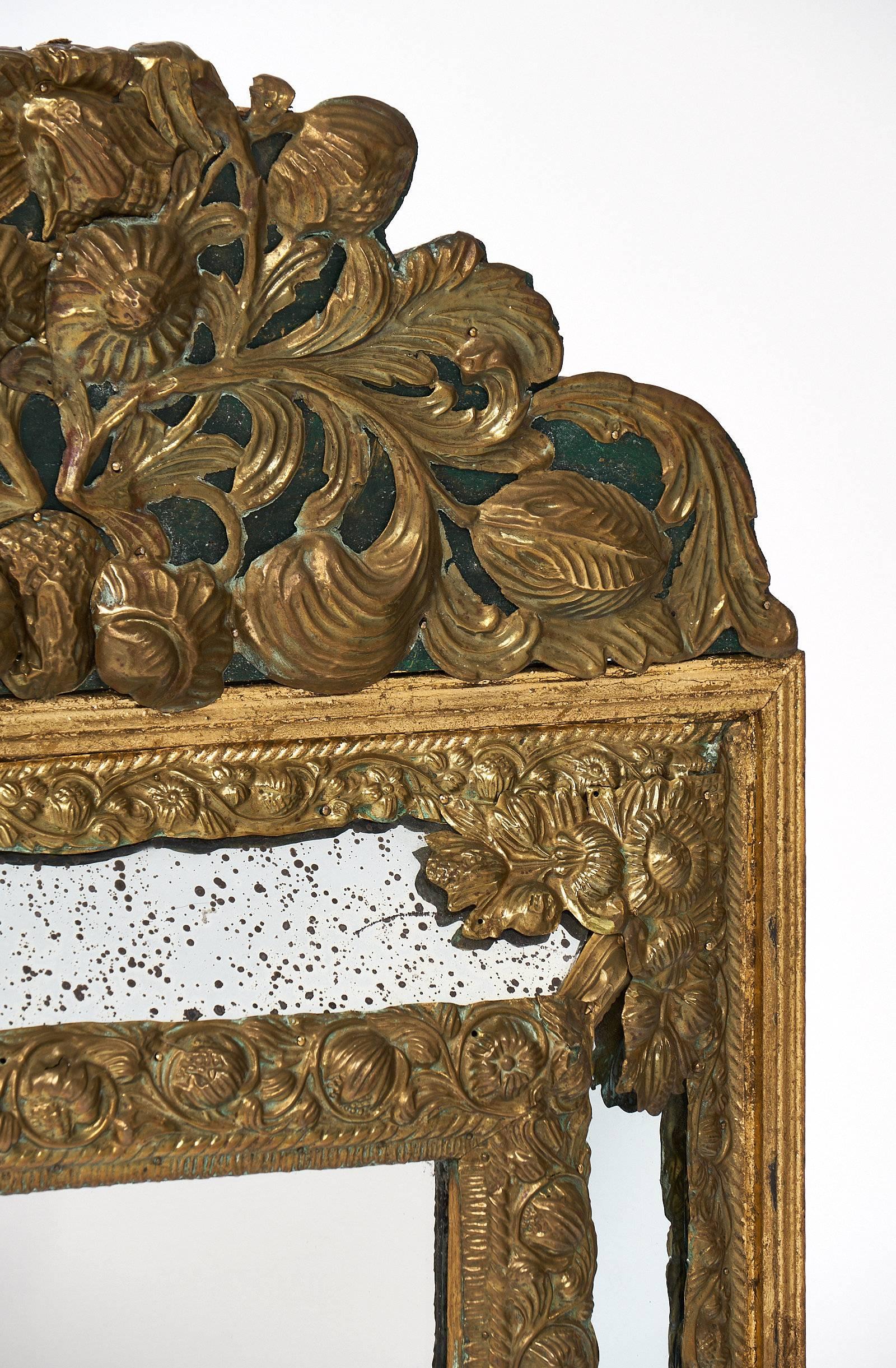 Brass Embossed Napoleon III Period Mirror 1