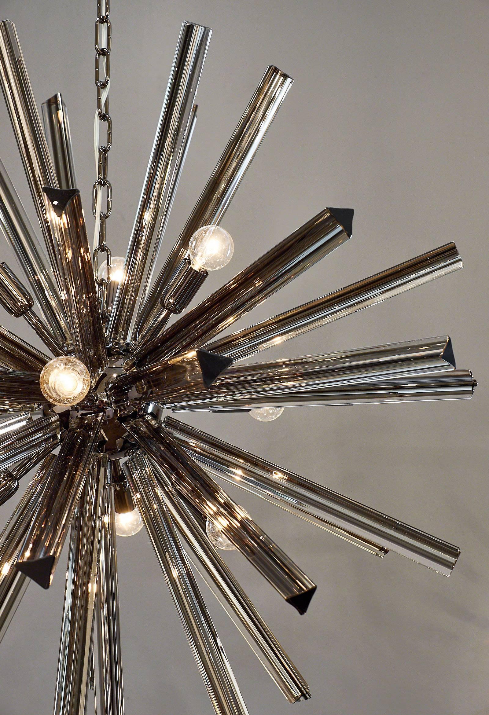 Murano Glass Black Sputnik Chandelier In Excellent Condition For Sale In Austin, TX