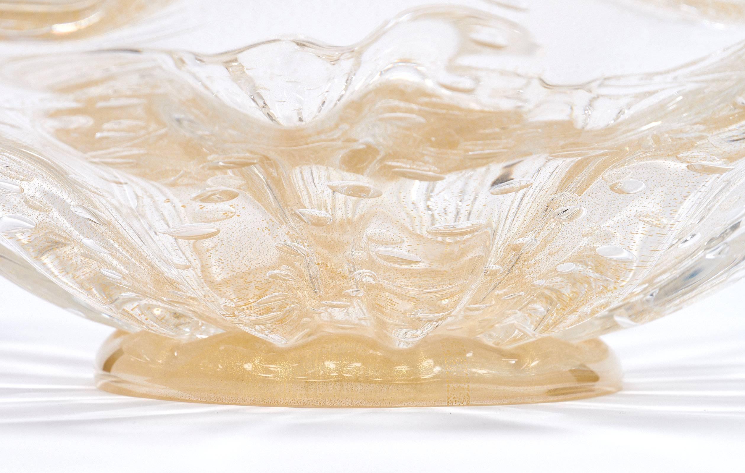 Gold Fused Italian Murano Glass Bowl 4