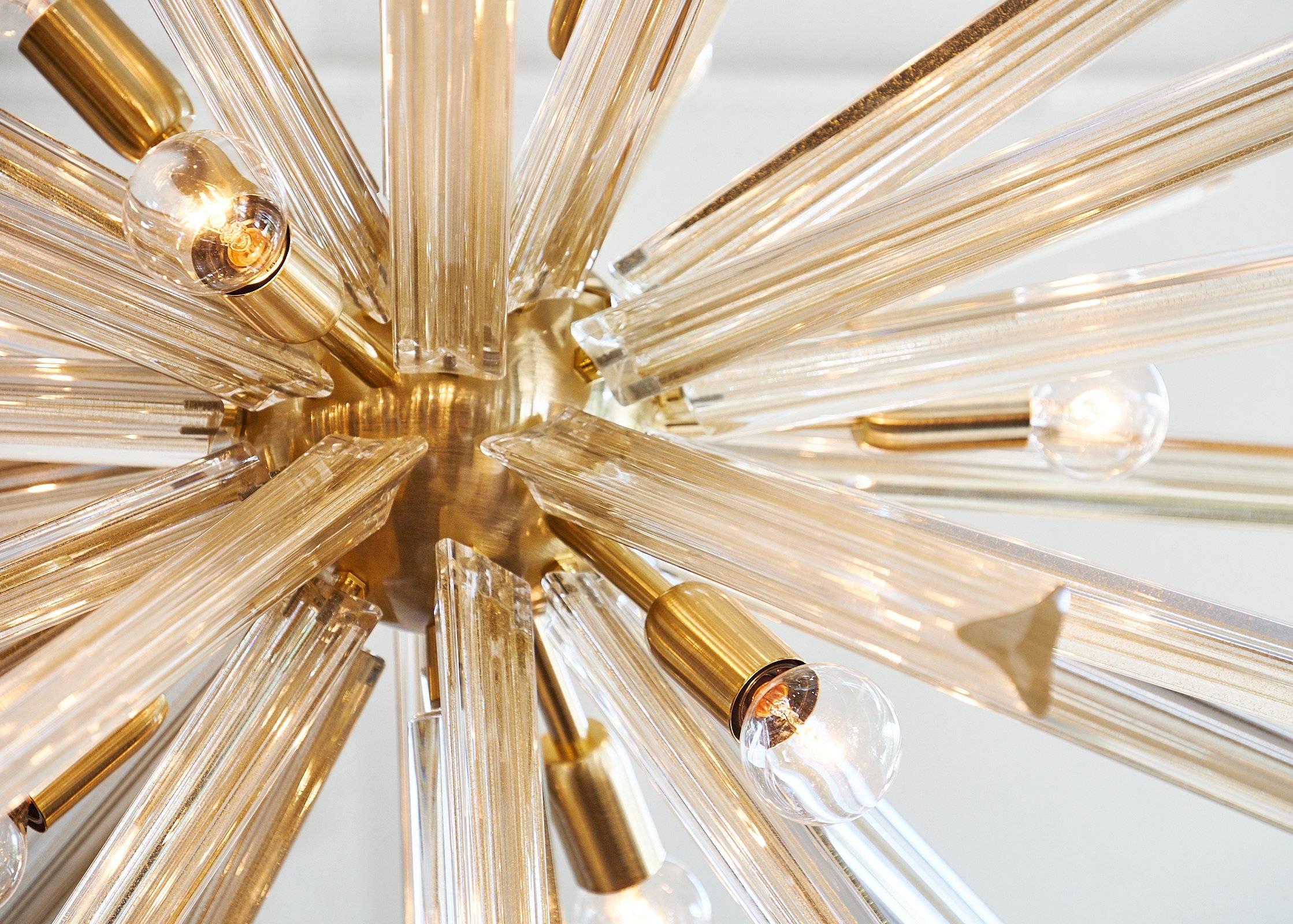 Gold Italian Murano Glass Sputnik Chandelier In Excellent Condition For Sale In Austin, TX