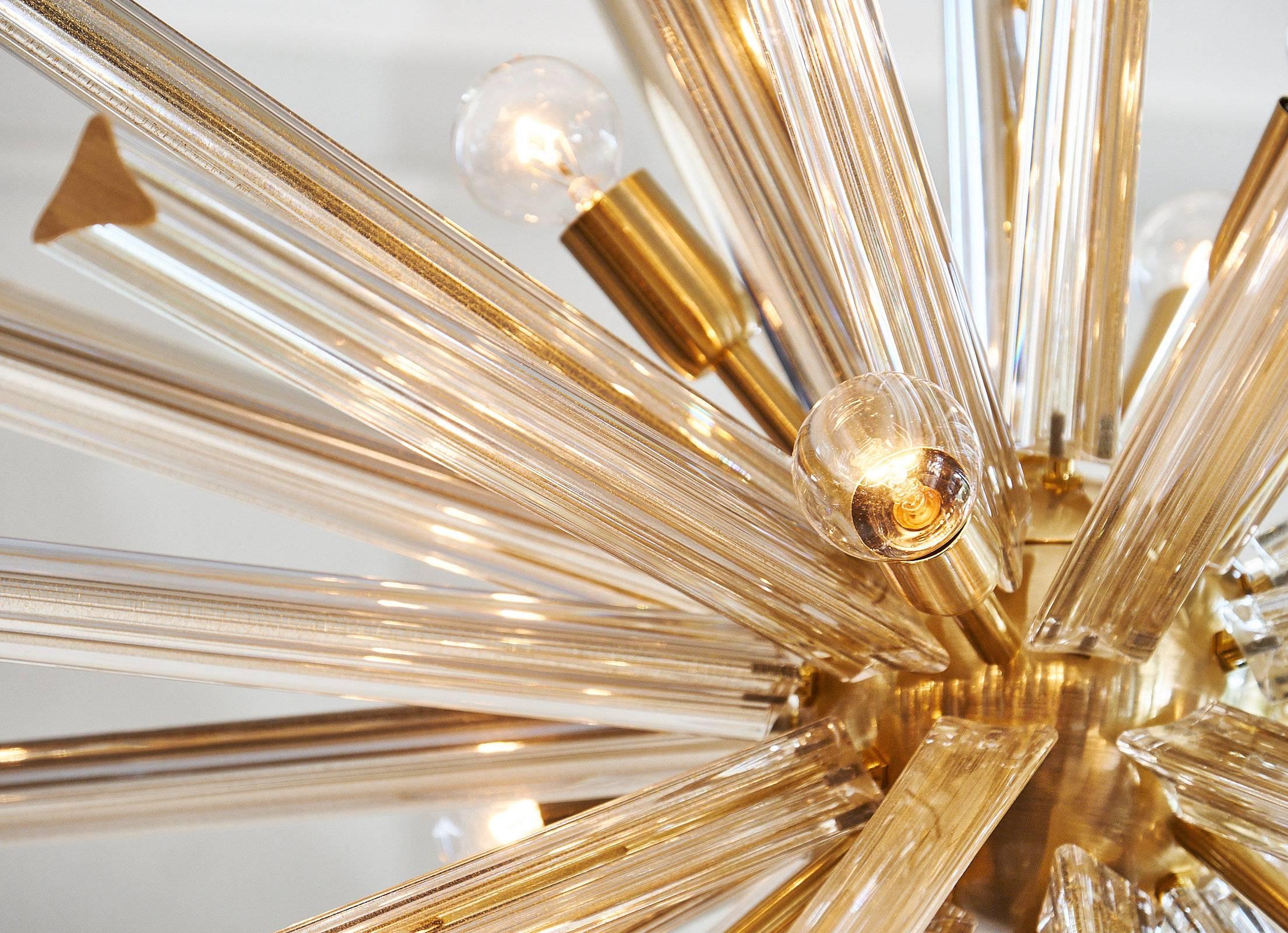 Contemporary Gold Italian Murano Glass Sputnik Chandelier For Sale