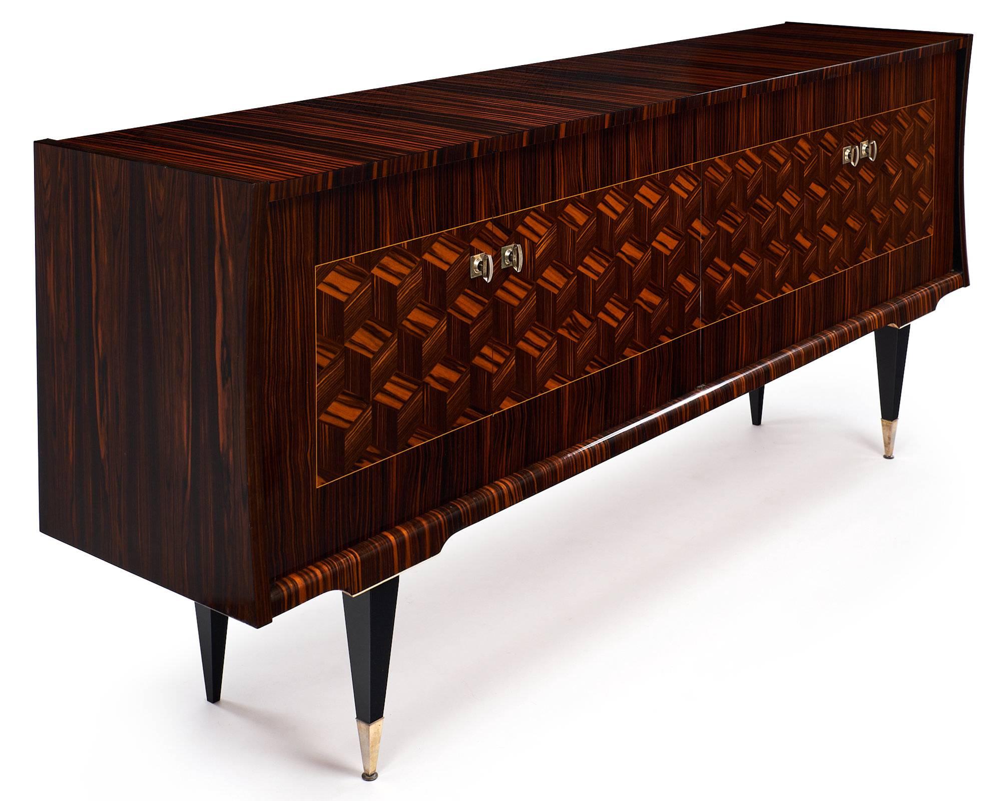 Macassar of ebony French modernist buffet with an intricate 
