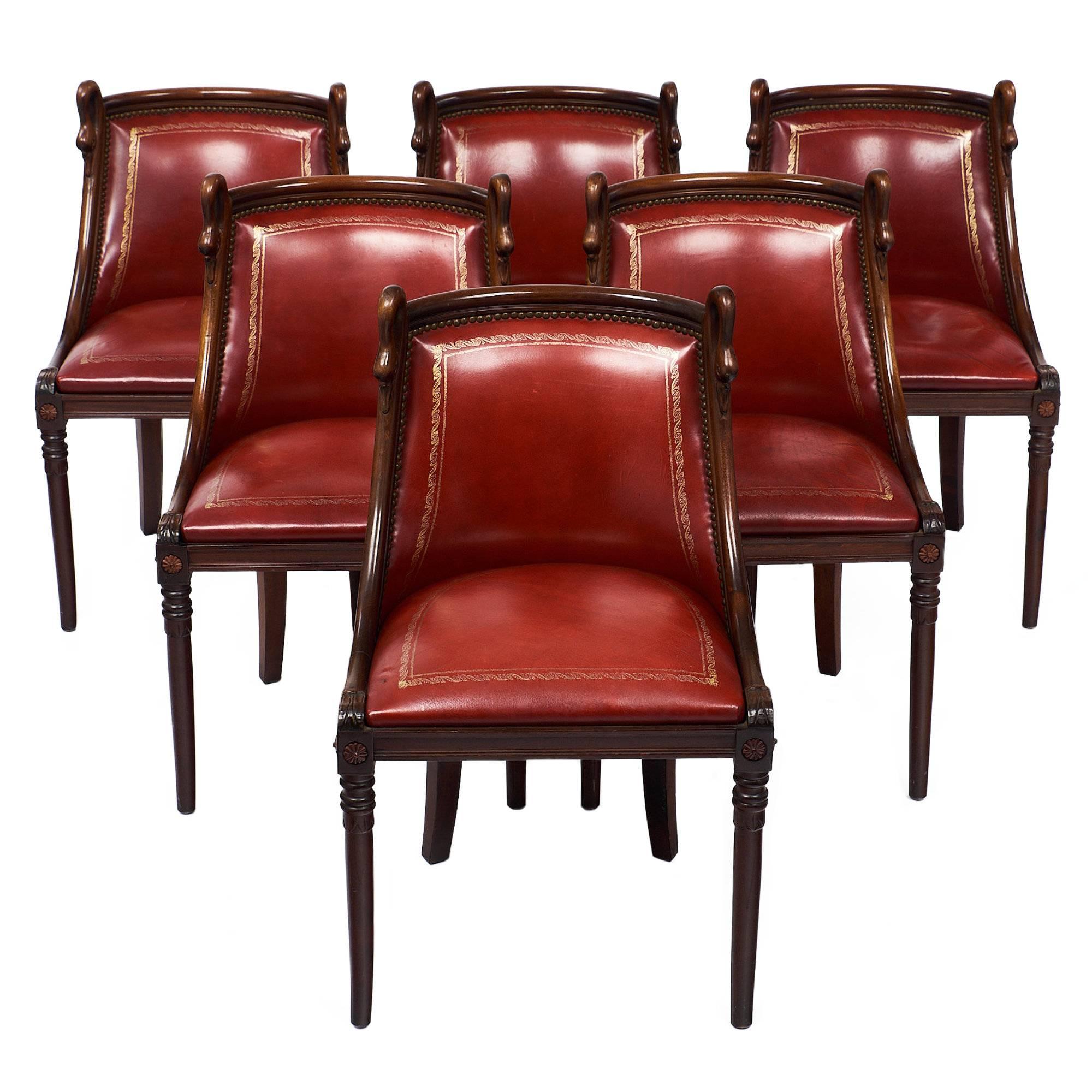 Set of Empire Style French Barrel Swan Chairs