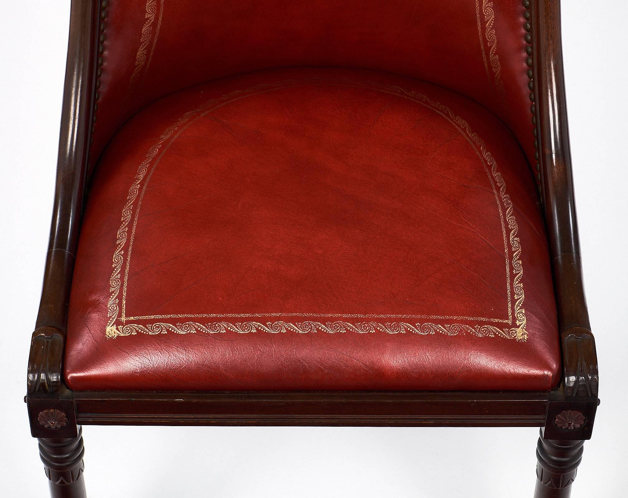 Late 19th Century Set of Empire Style French Barrel Swan Chairs