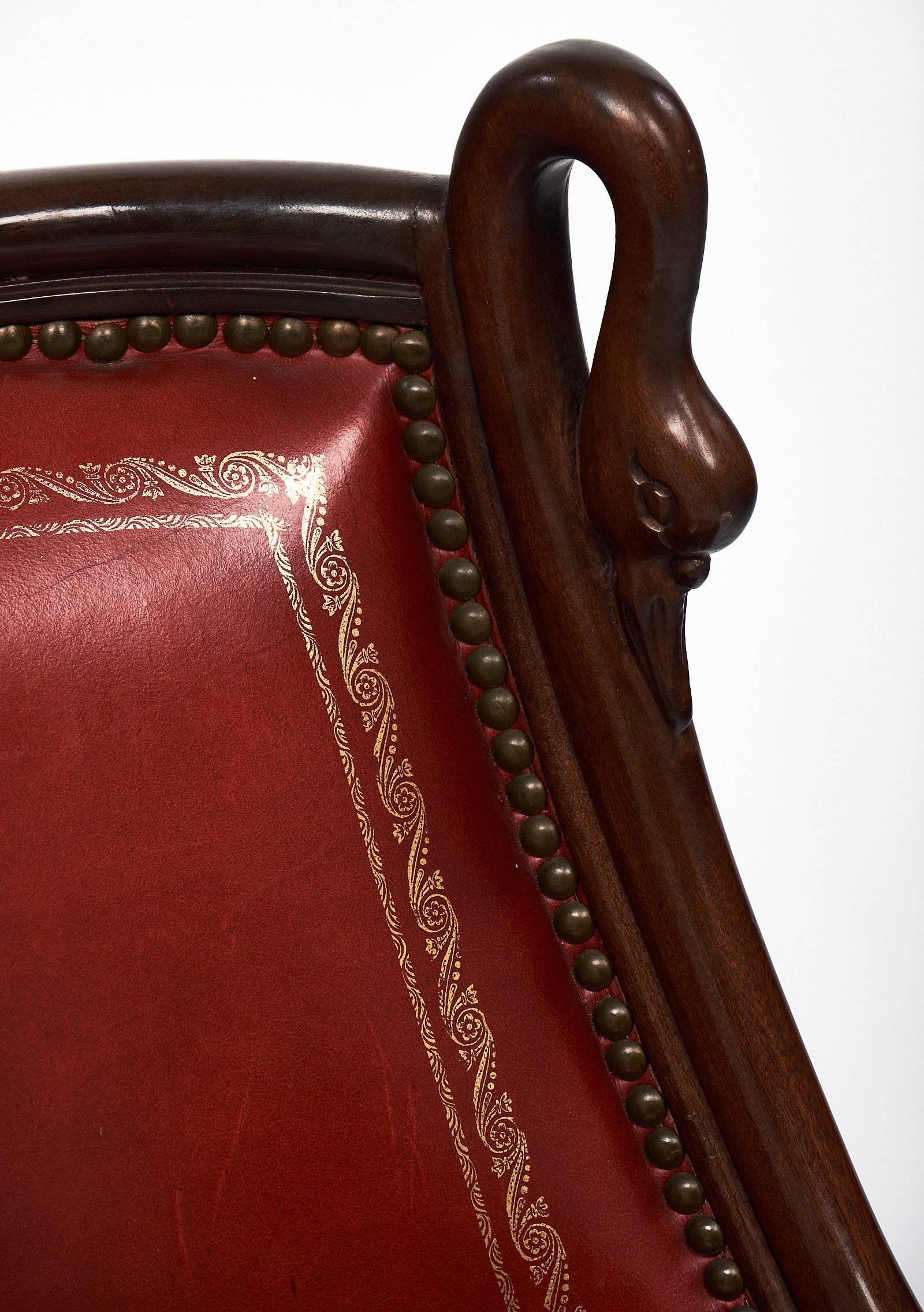 Set of Empire Style French Barrel Swan Chairs In Excellent Condition In Austin, TX