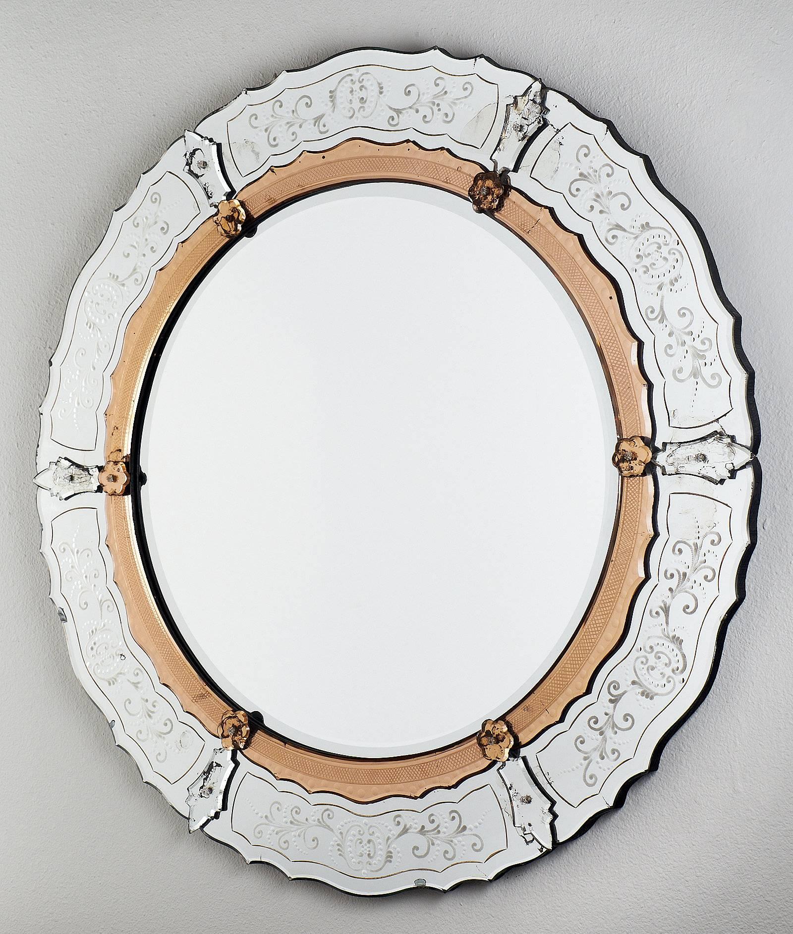 Art Deco Round Venetian Antique Mirror