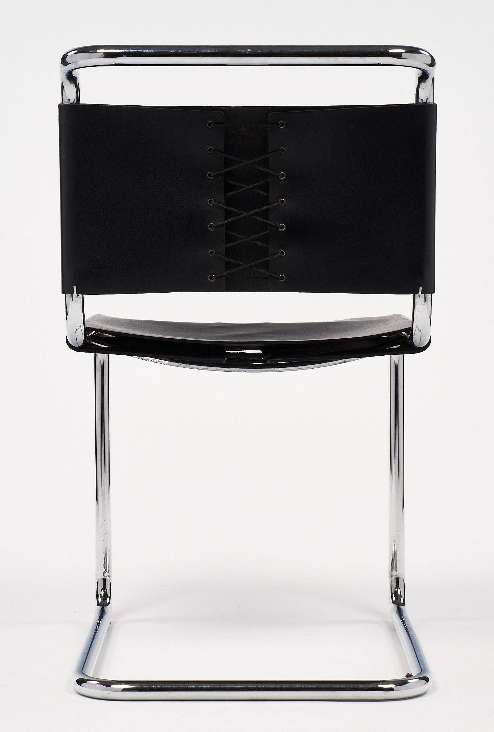 Mid-20th Century Marcel Breuer Black Leather Chairs