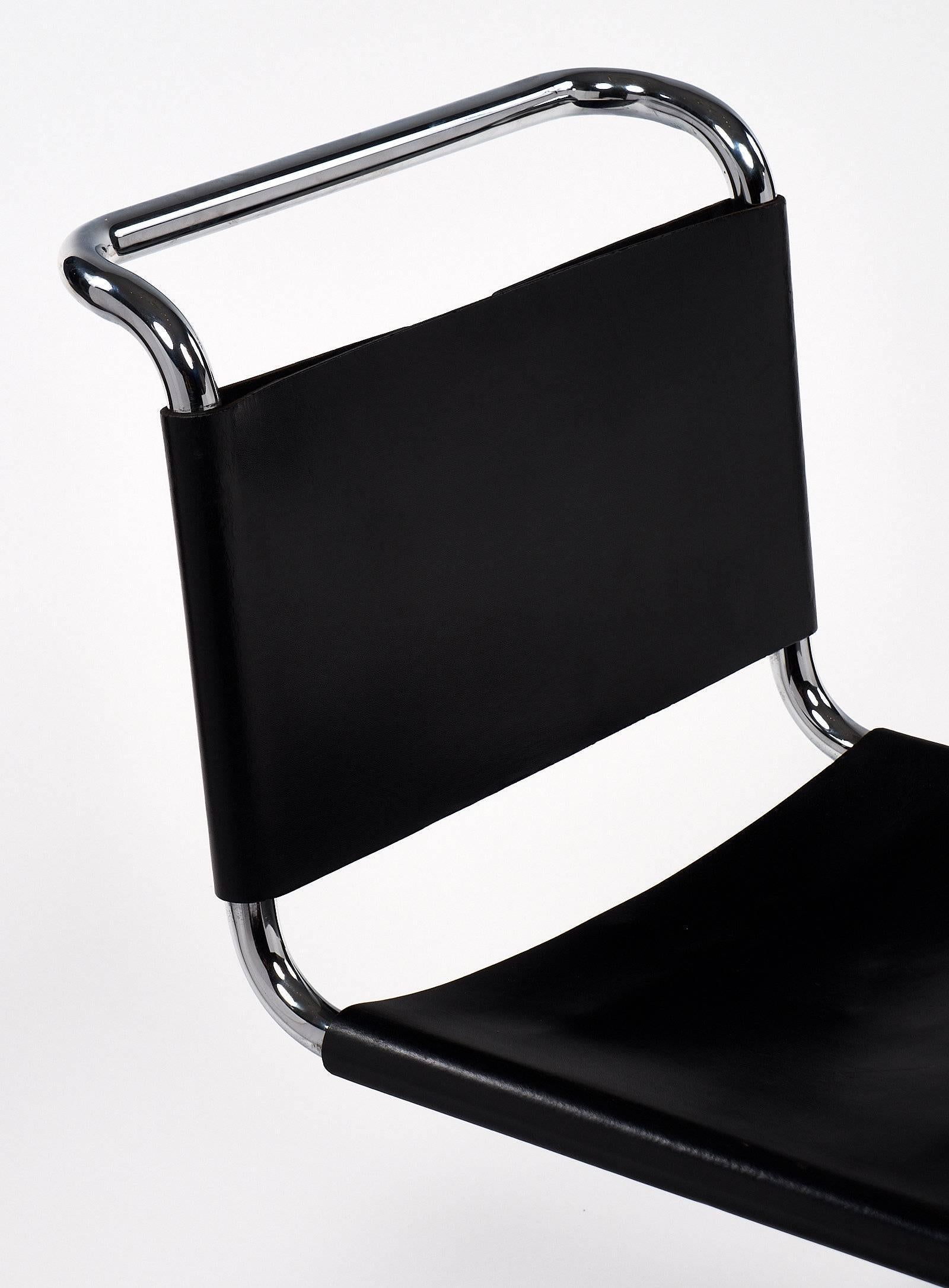 Mid-Century Modern Marcel Breuer Black Leather Chairs