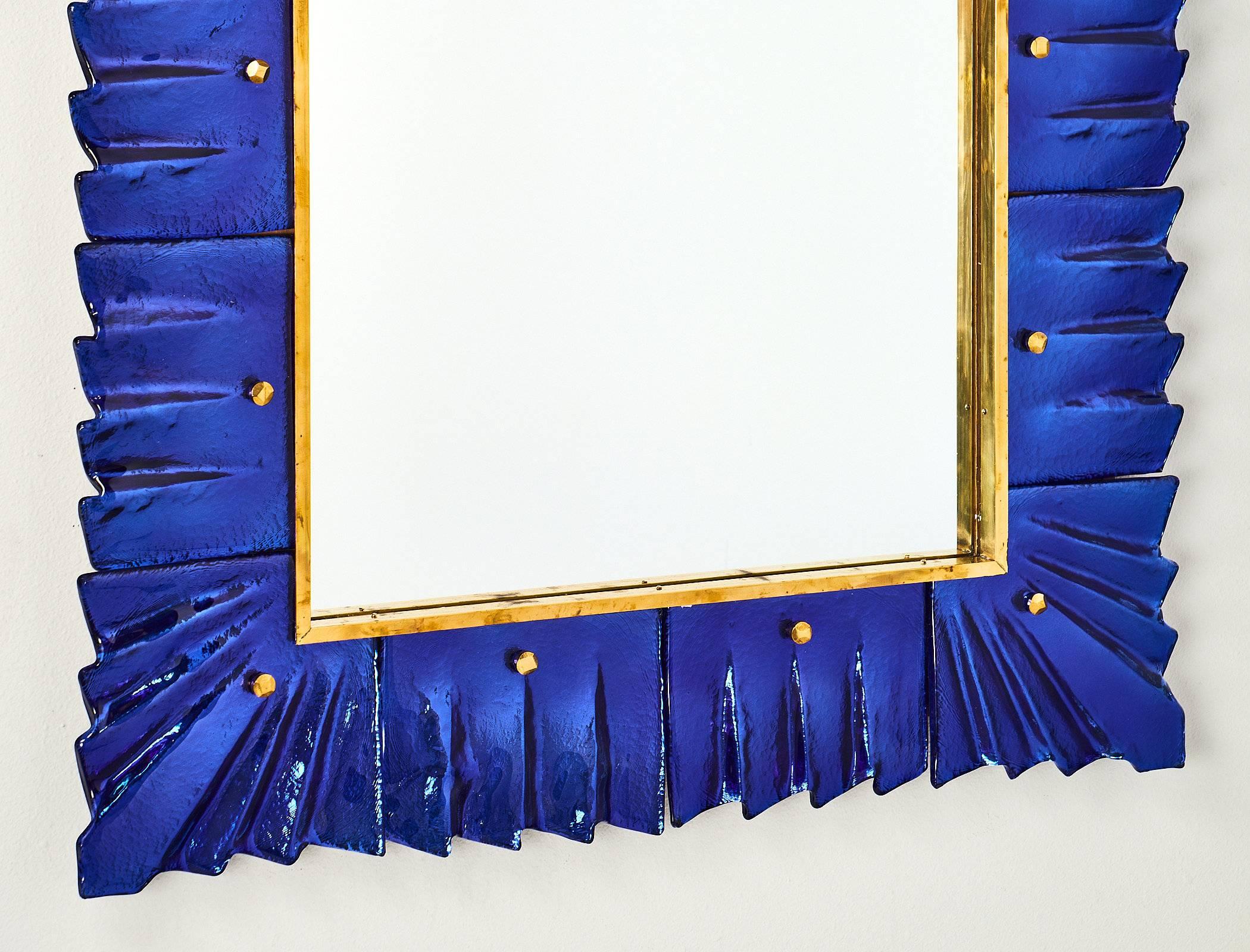 Contemporary Murano Glass Cobalt Blue Mirror