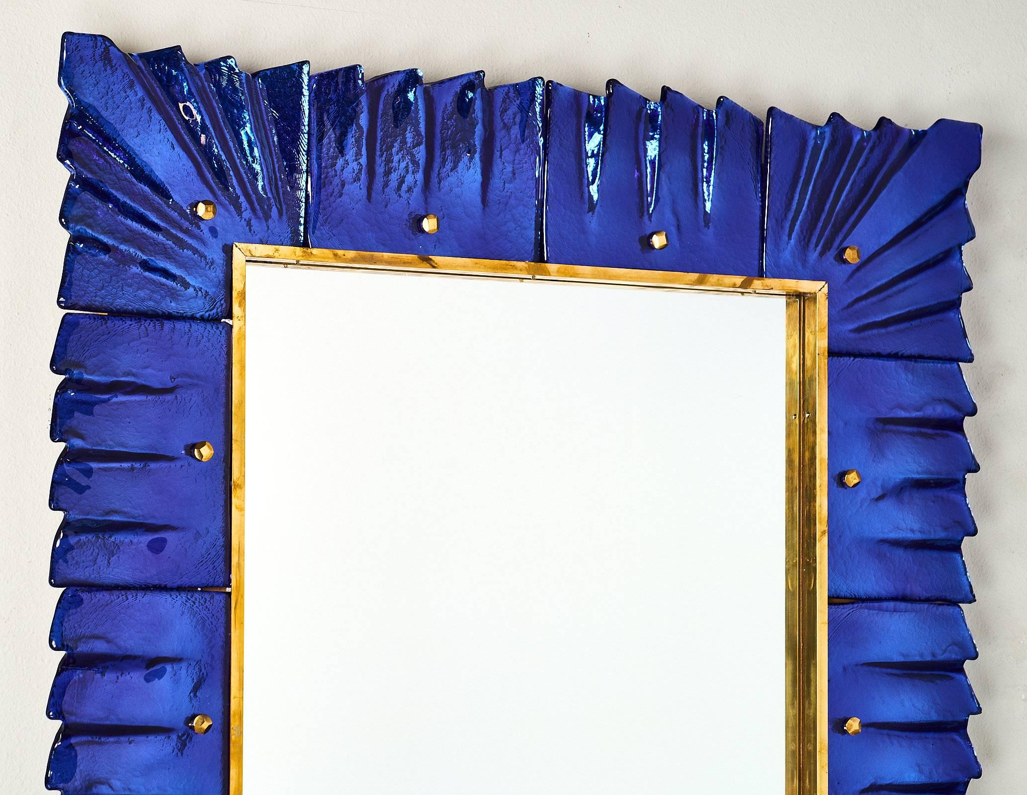 Modern Murano Glass Cobalt Blue Mirror