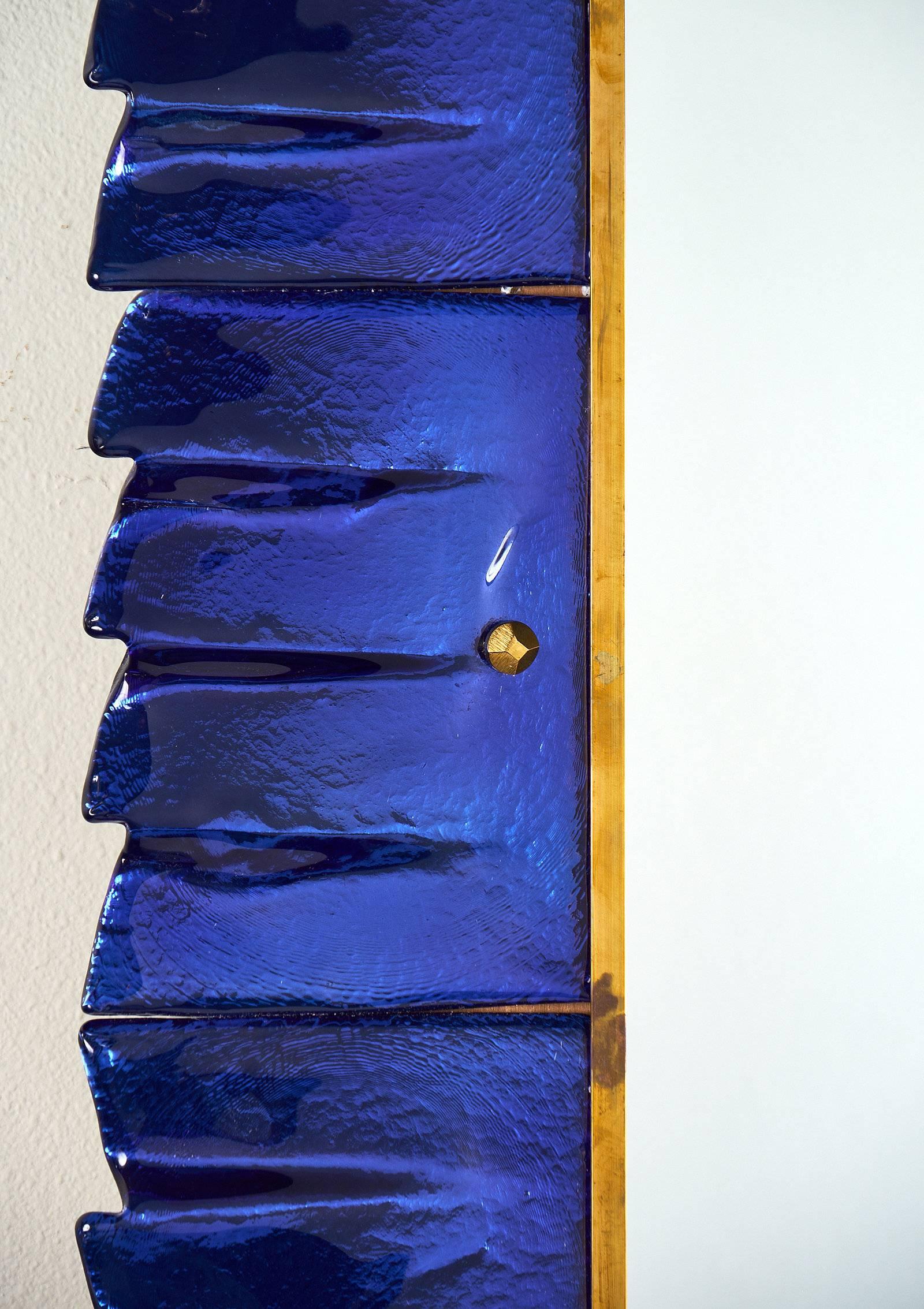 Murano Glass Cobalt Blue Mirror In Excellent Condition In Austin, TX