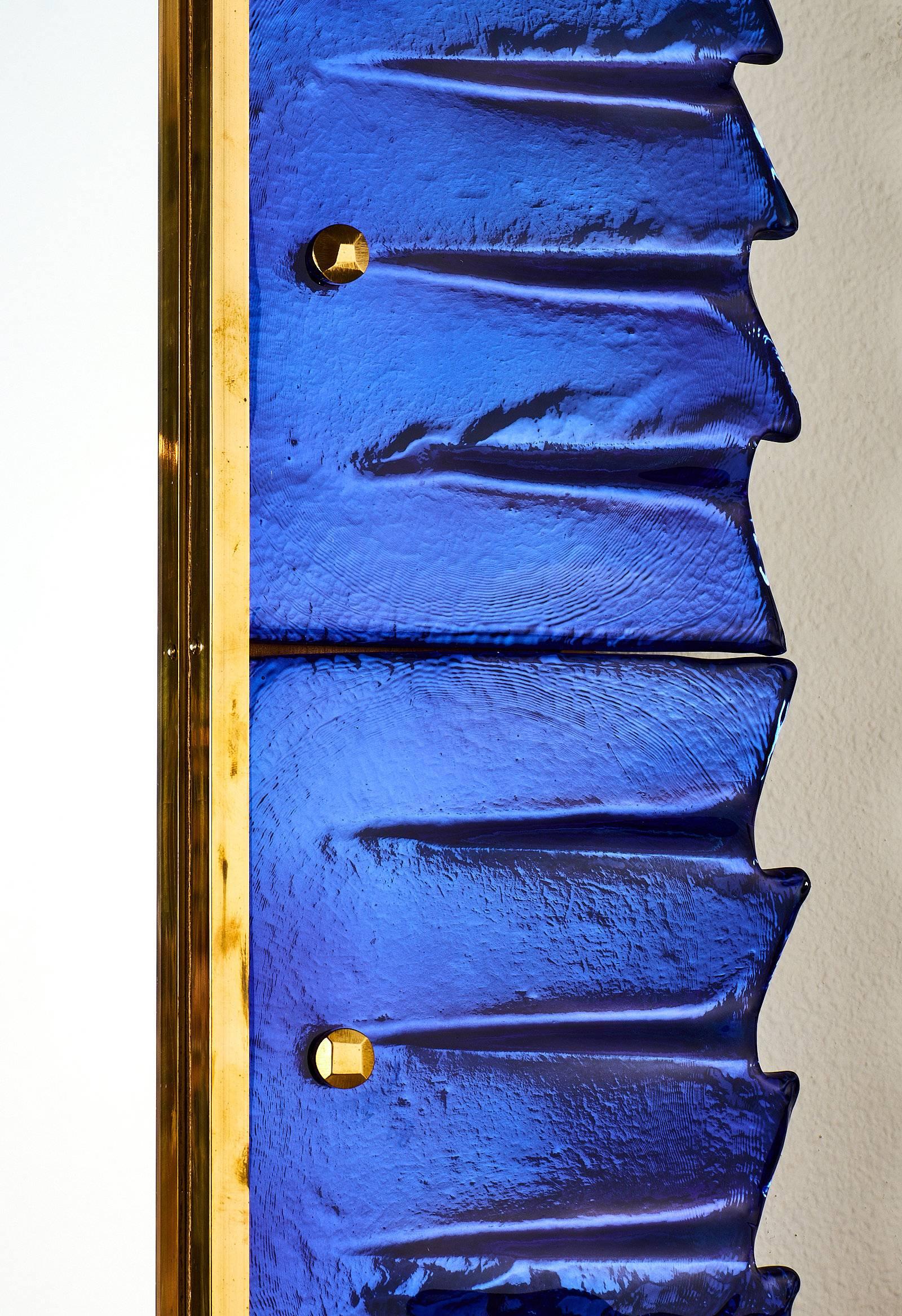 Brass Murano Glass Cobalt Blue Mirror