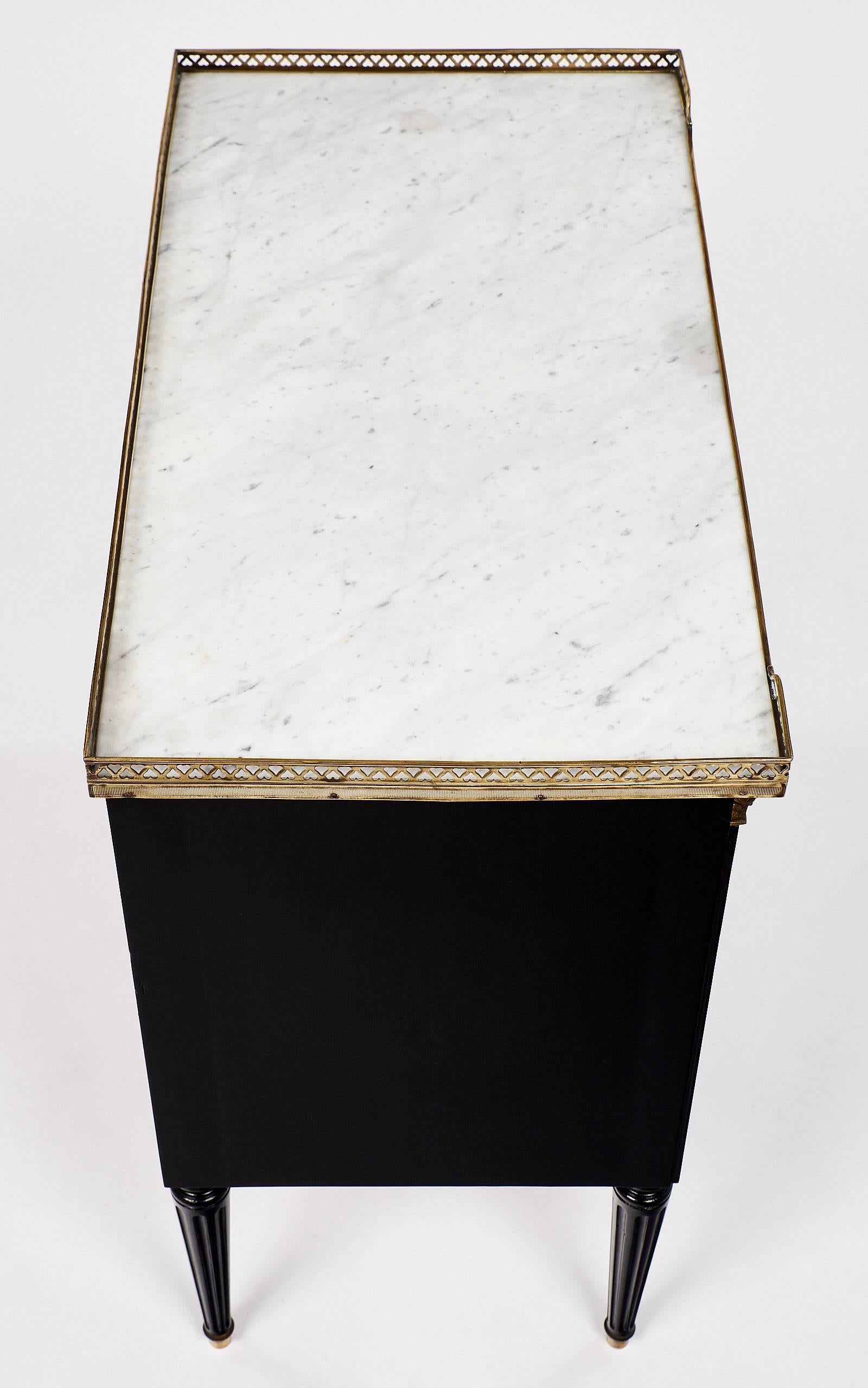 Late 19th Century Marble-Topped Louis XVI Style Chest with Gallery