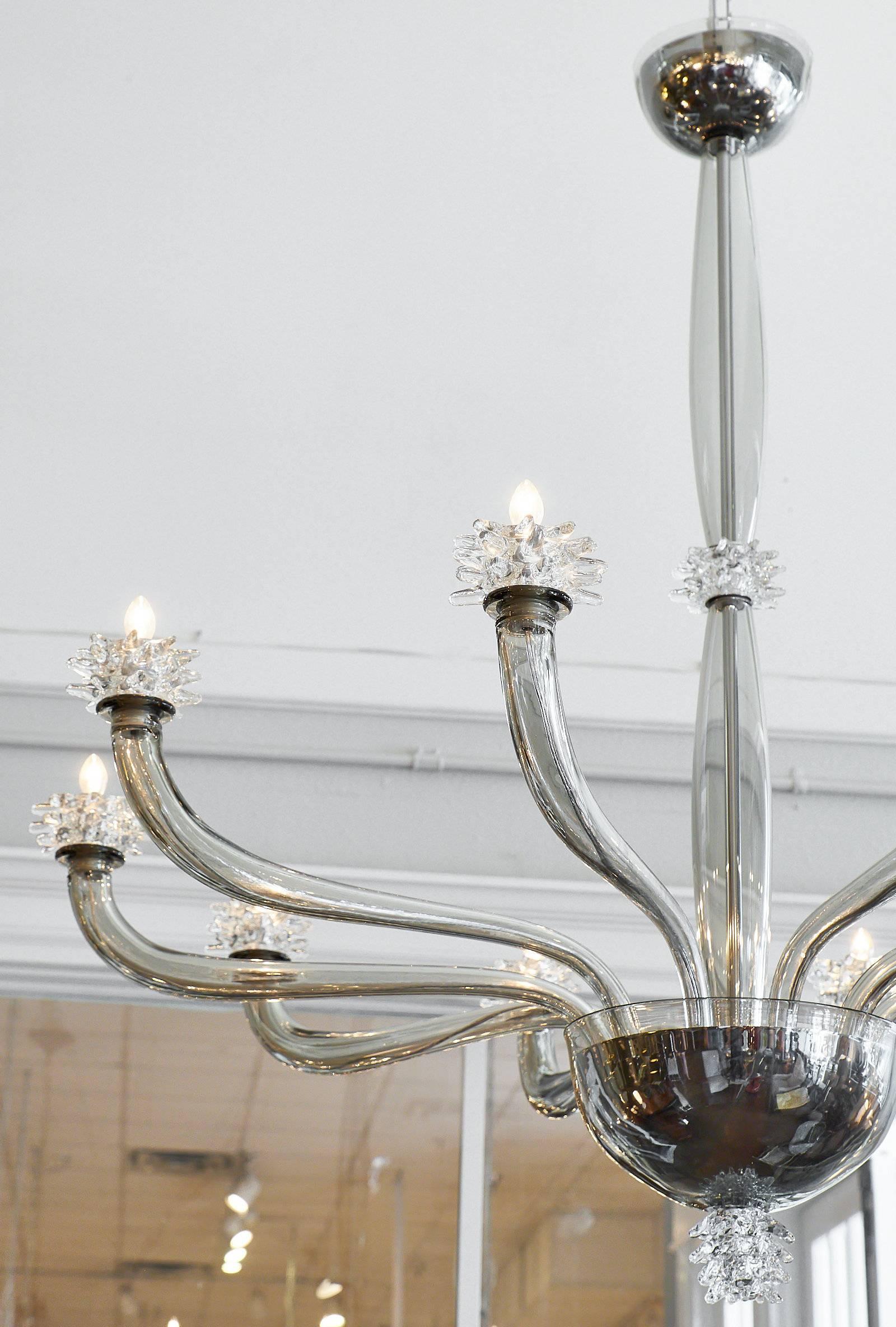 Modern Murano Glass Chandelier, Attributed to Barovier For Sale