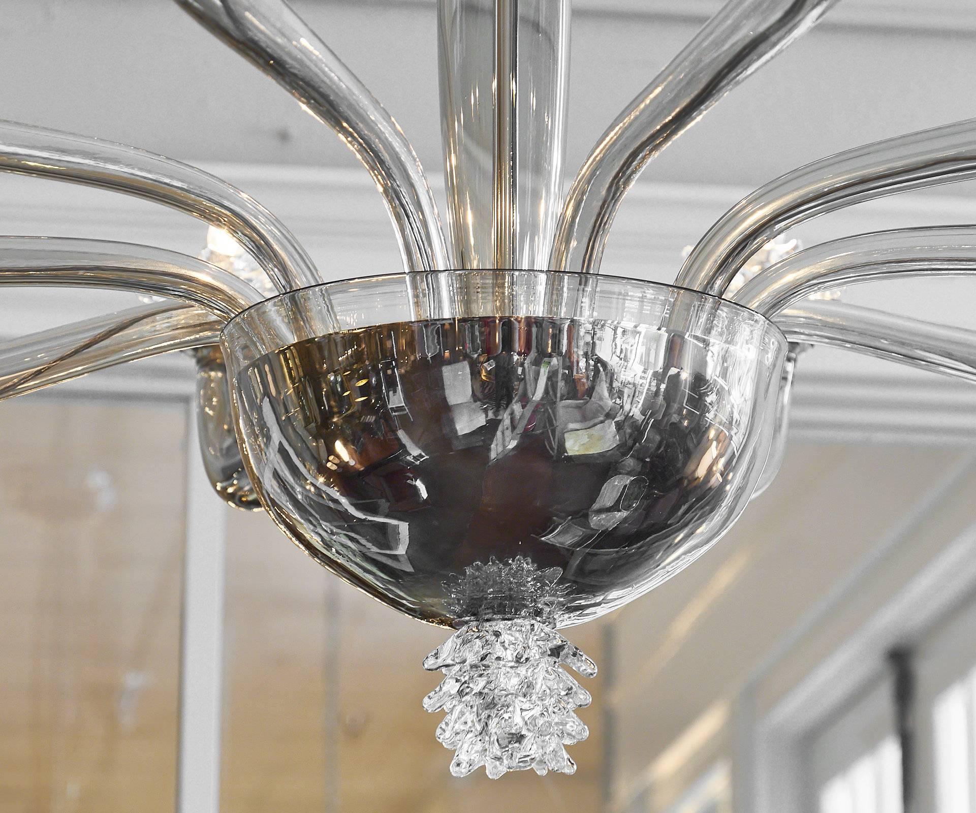 Murano Glass Chandelier, Attributed to Barovier For Sale 1