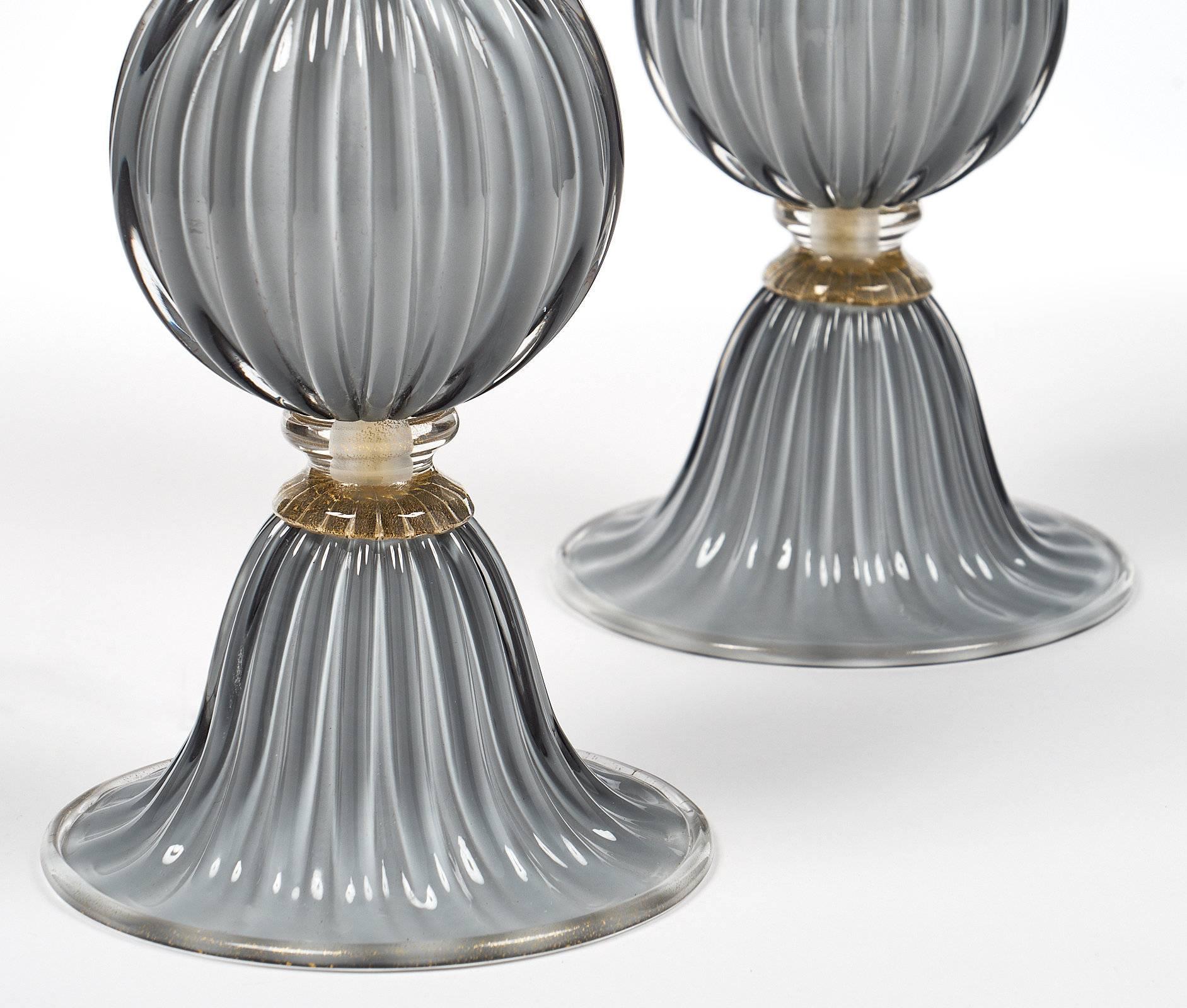 “Acciaio” Italian Murano Glass Lamps For Sale 2