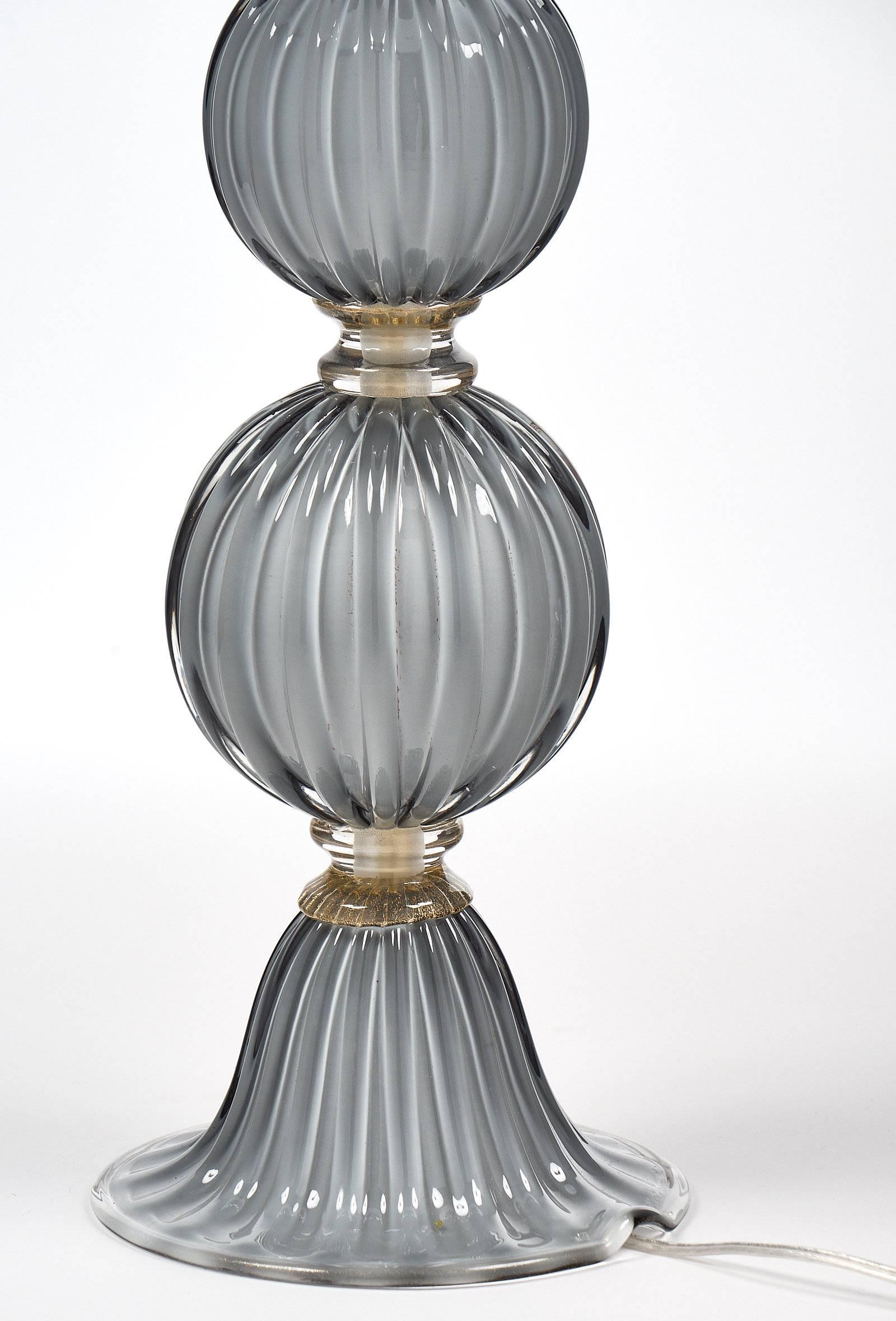 “Acciaio” Italian Murano Glass Lamps For Sale 4